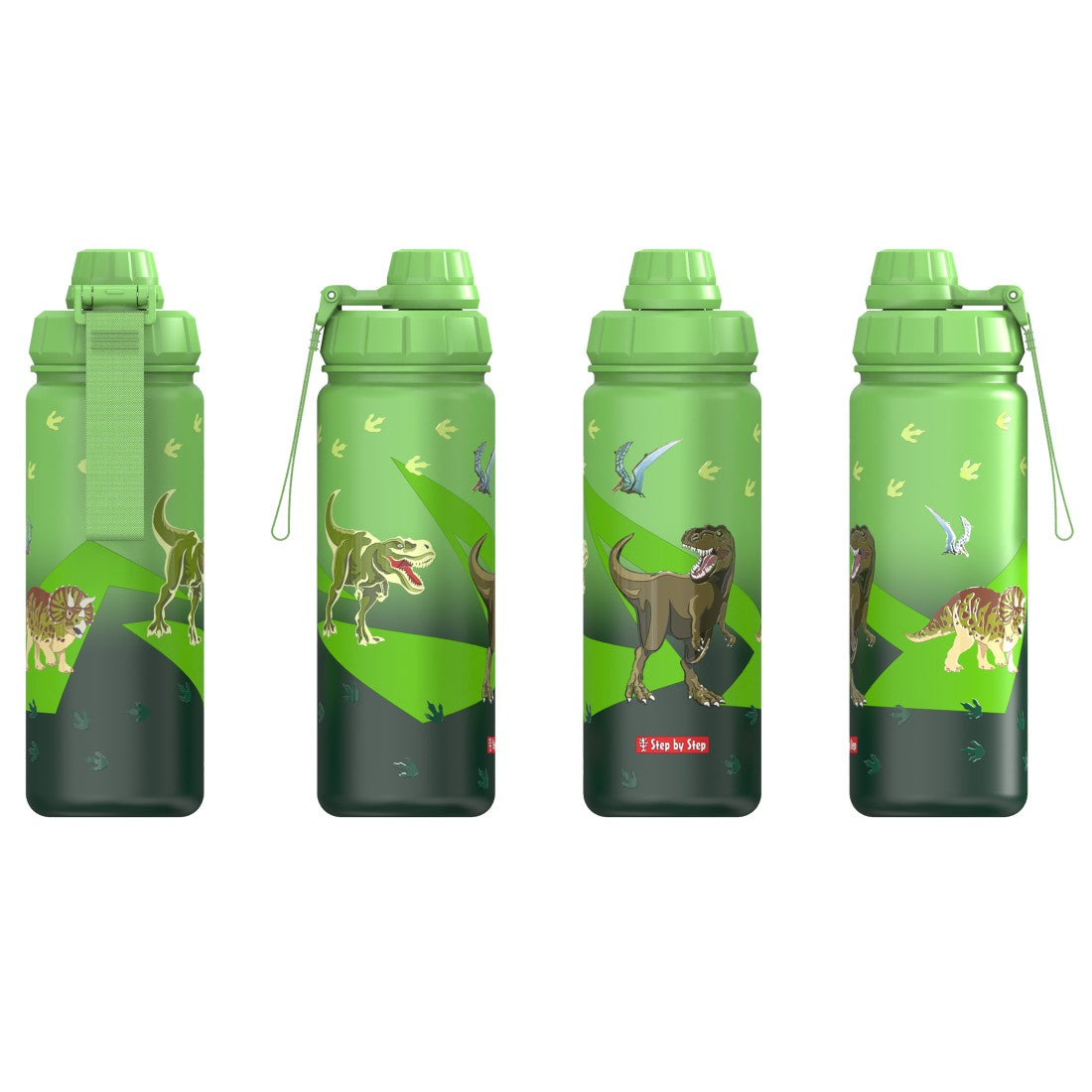 Step by Step Edelstahl-Trinkflasche Isolierte Edelstahl-Trinkflasche, Dino - Grün