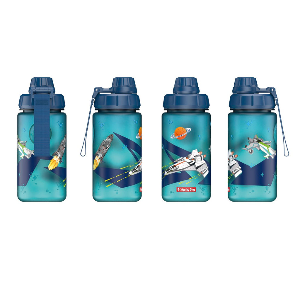 Step by Step Trinkflasche Starship in Blau, dritte Ansicht