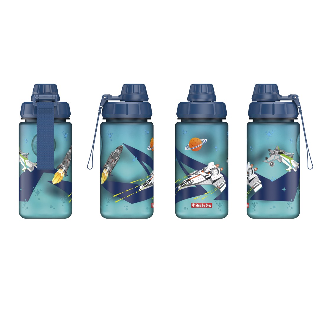 Step by Step Trinkflasche Starship in Blau, dritte Ansicht