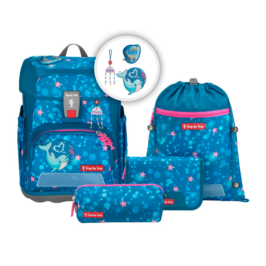 Step by Step CLOUD Schulranzen-Set “Dolphin Azura”, 5-teilig – abx2