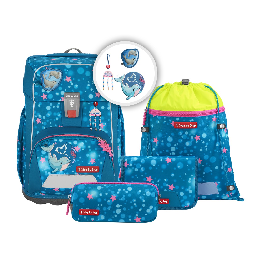 Step by Step GIANT Schulranzen-Set “Dolphin Azura”, 5-teilig – abx2