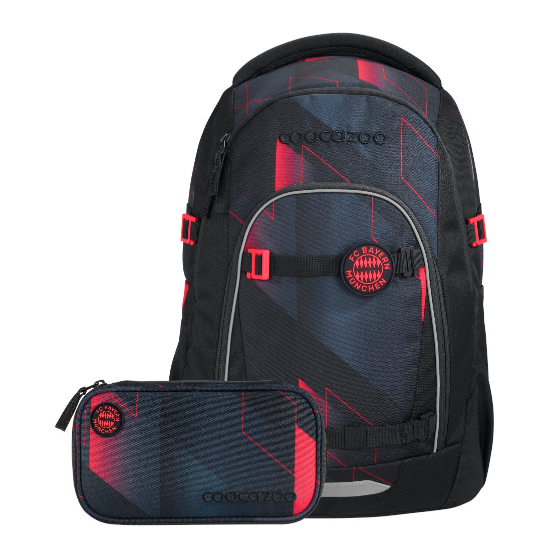 coocazoo MATE Rucksack-Set FC Bayern, Schwarz mit Rot