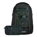 coocazoo MATE Rucksack-Set Free Spirit, Schwarz mit Gelb/Grün