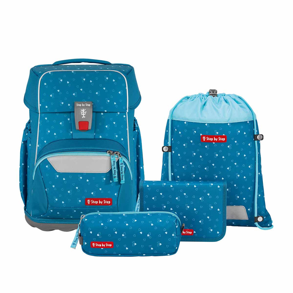 Step by Step Basis Schulranzen-Set, Blue Hearts