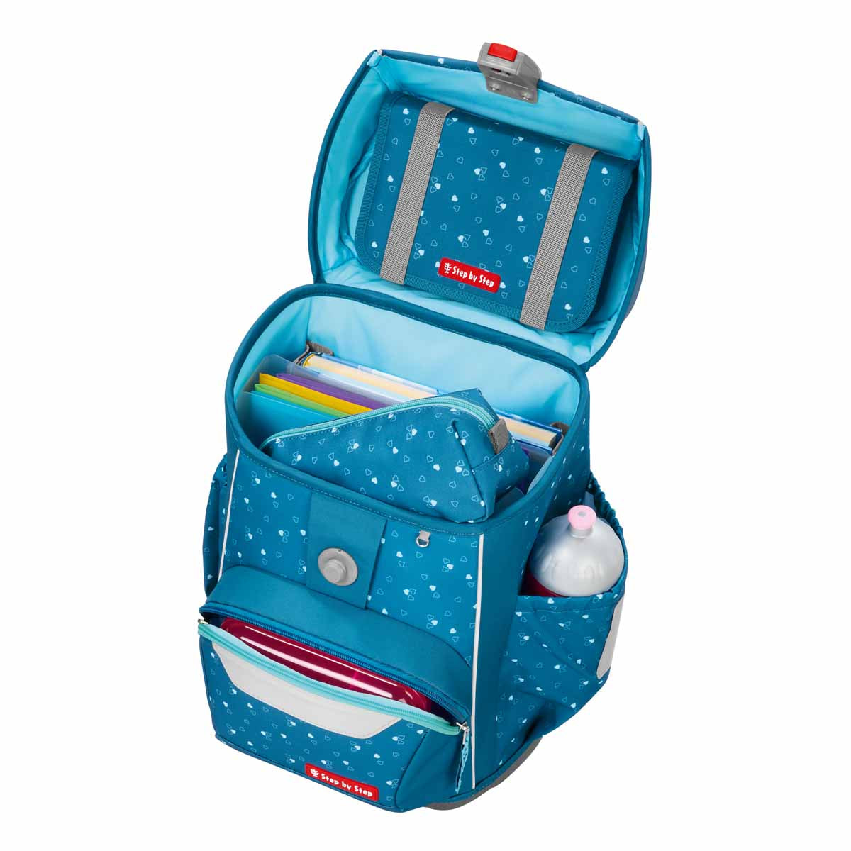 Step by Step Basis Schulranzen-Set, Blue Hearts