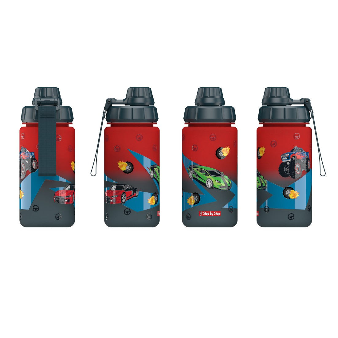 Step by Step Trinkflasche Car in Rot und Schwarz, dritte Ansicht