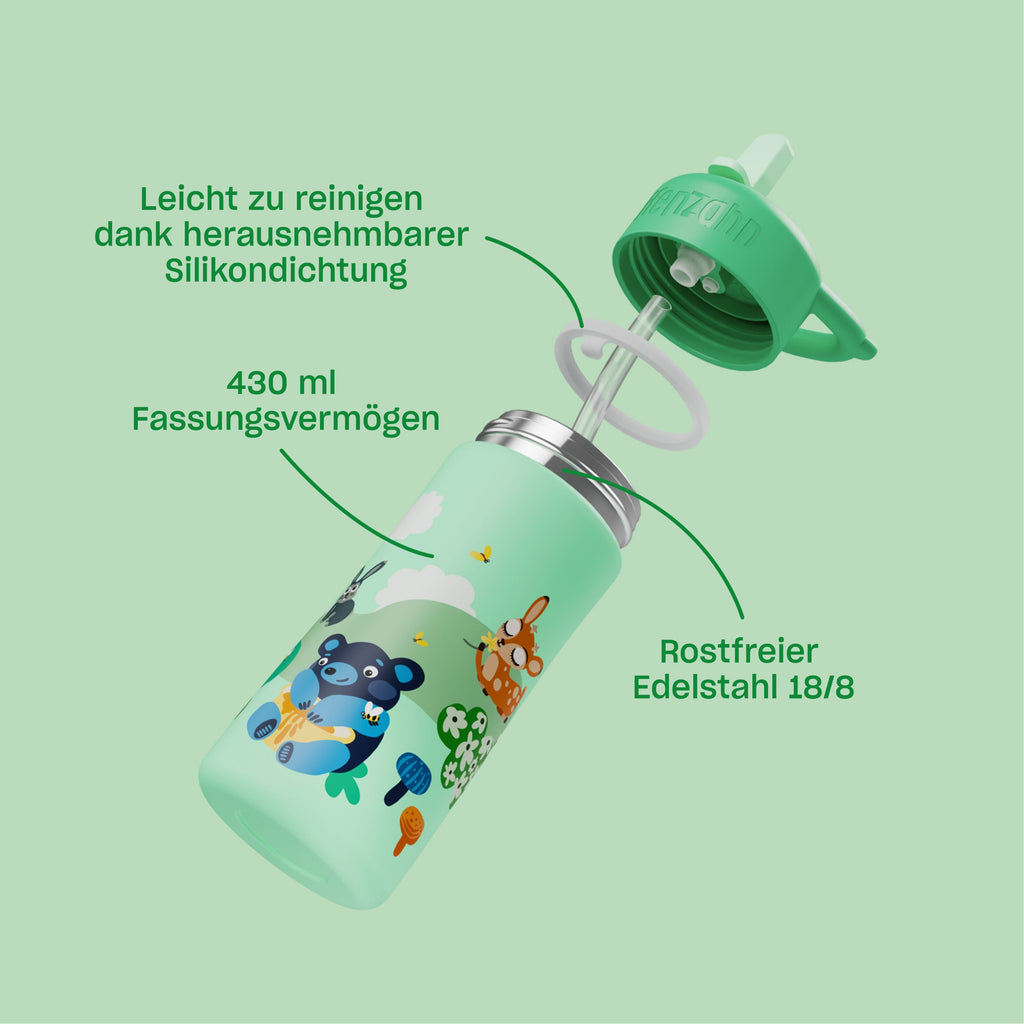 Affenzahn Edelstahl Trinkflasche, Wilde Wiese – Produktansicht 1