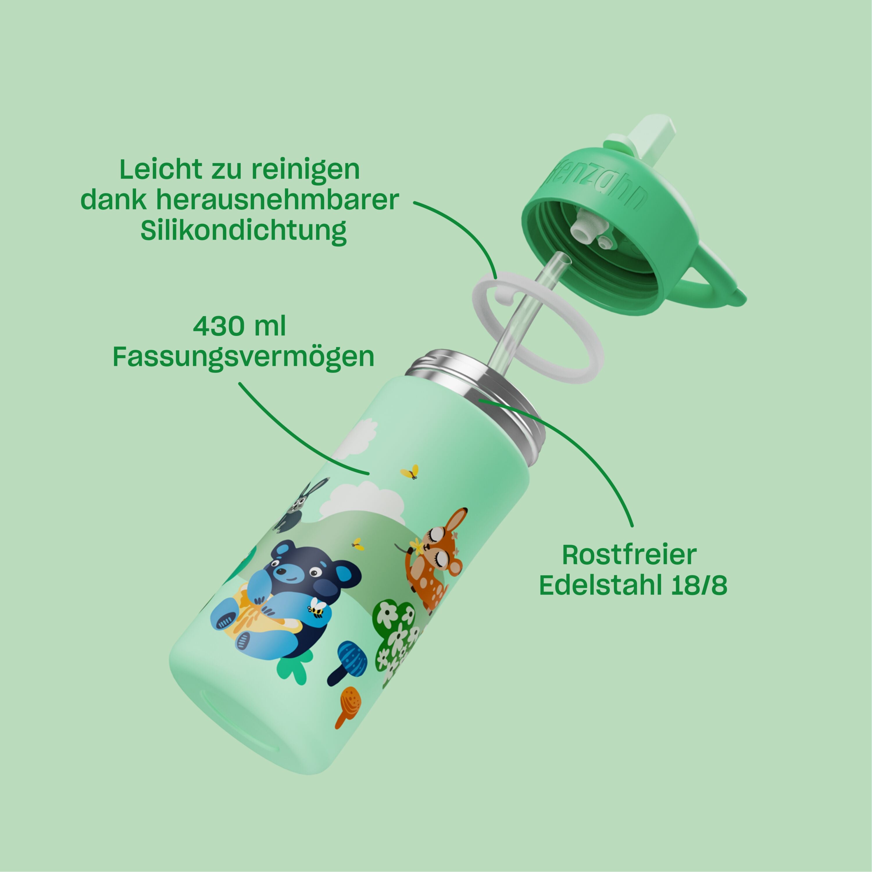 Affenzahn Edelstahl Trinkflasche, Wilde Wiese – Produktansicht 1