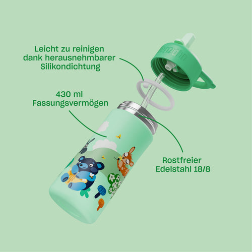 Affenzahn Edelstahl Trinkflasche, Wilde Wiese – Produktansicht 1