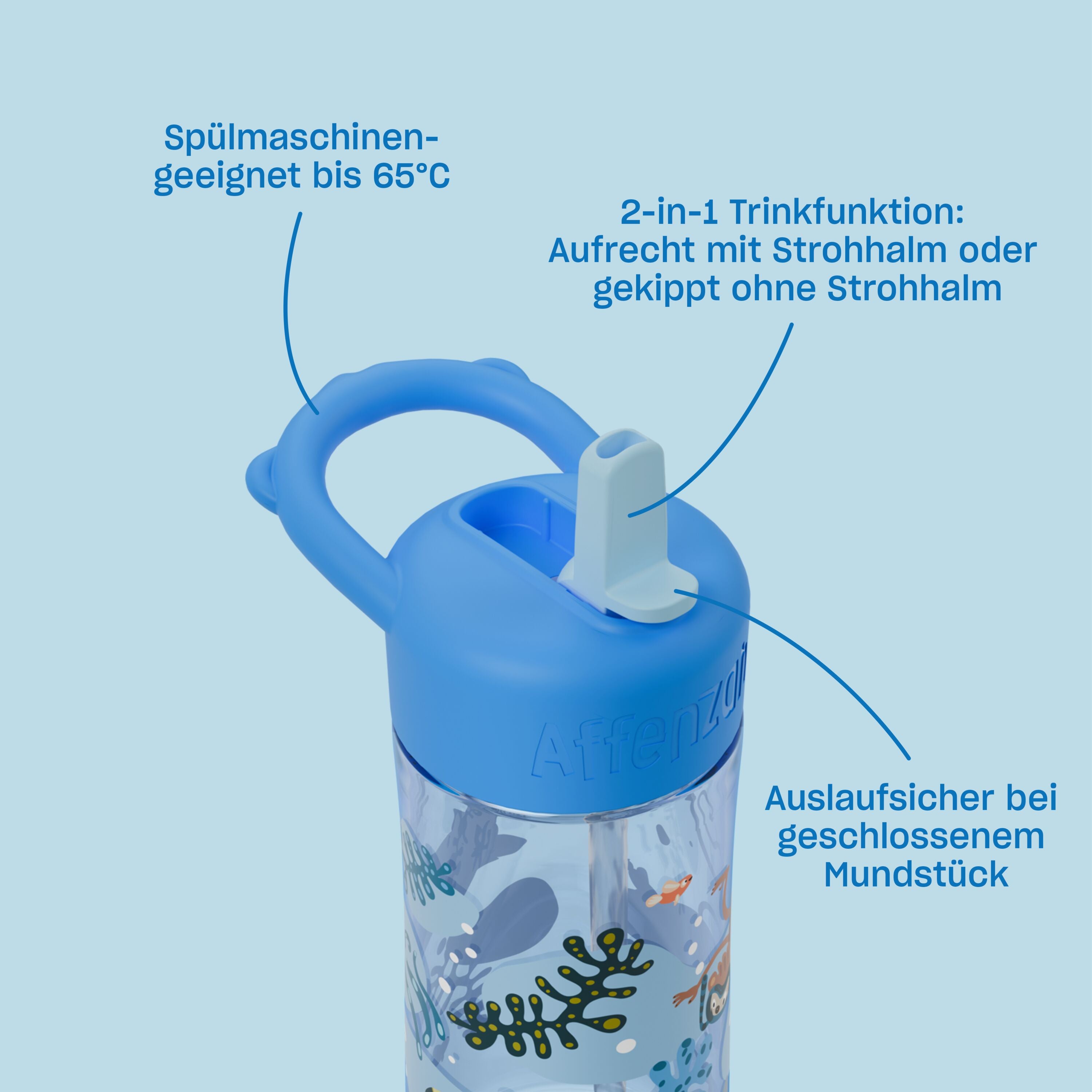 Affenzahn Kunststoff Trinkflasche, Wilde Wiese – Produktansicht 1