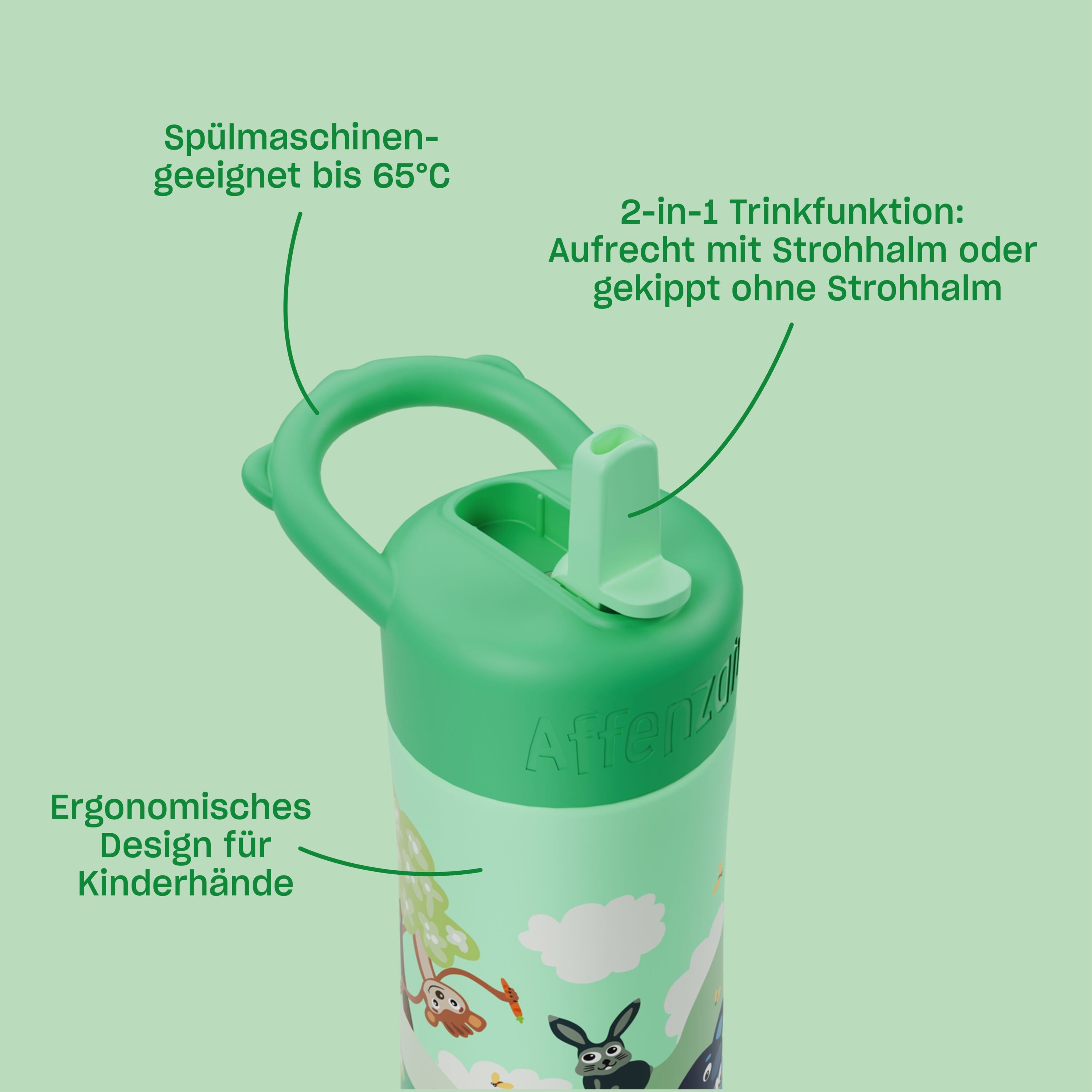 Affenzahn Edelstahl Trinkflasche, Wilde Wiese – Produktansicht 2