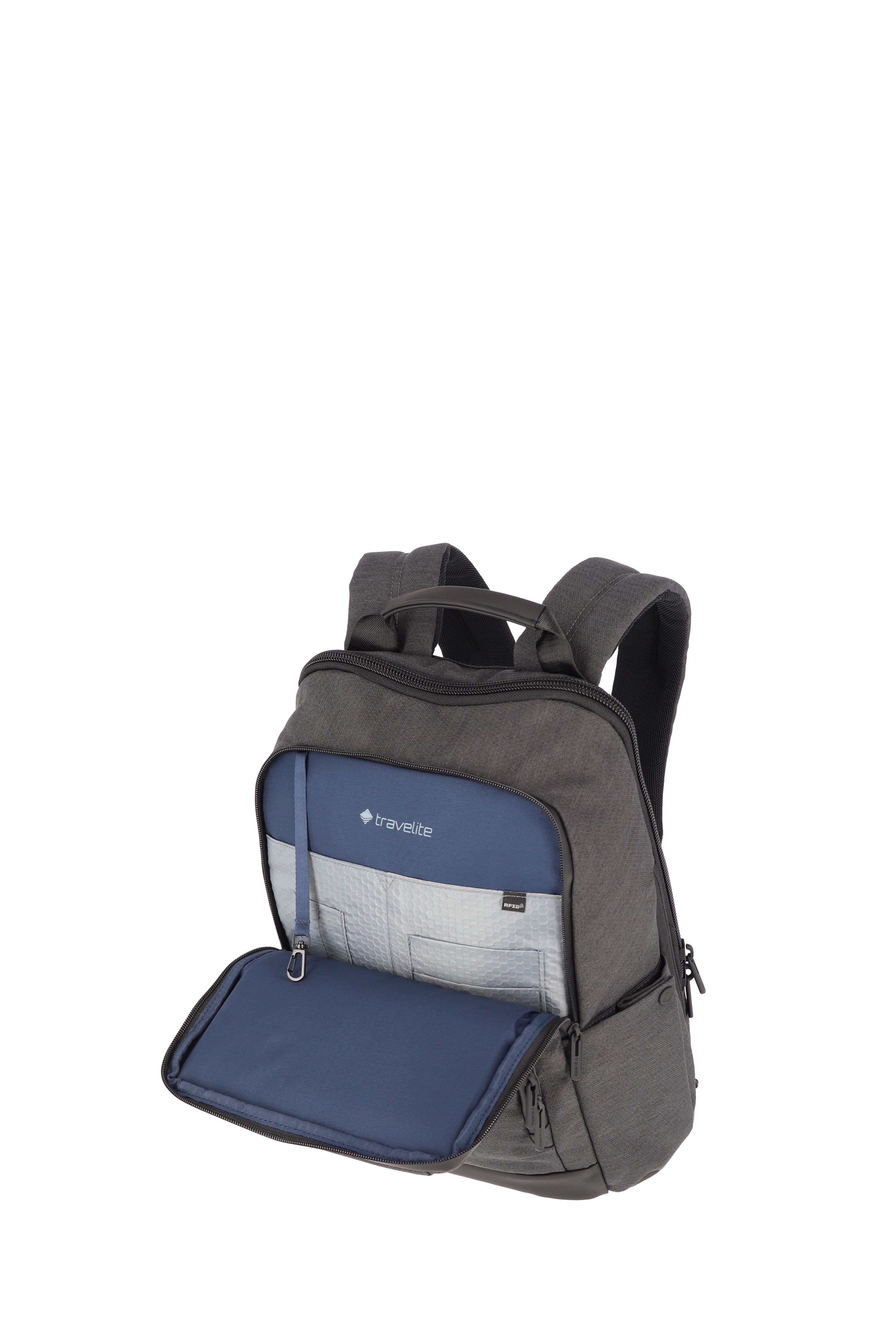 Travelite MEET Rucksack erw., Anthrazit – Innenaufteilung