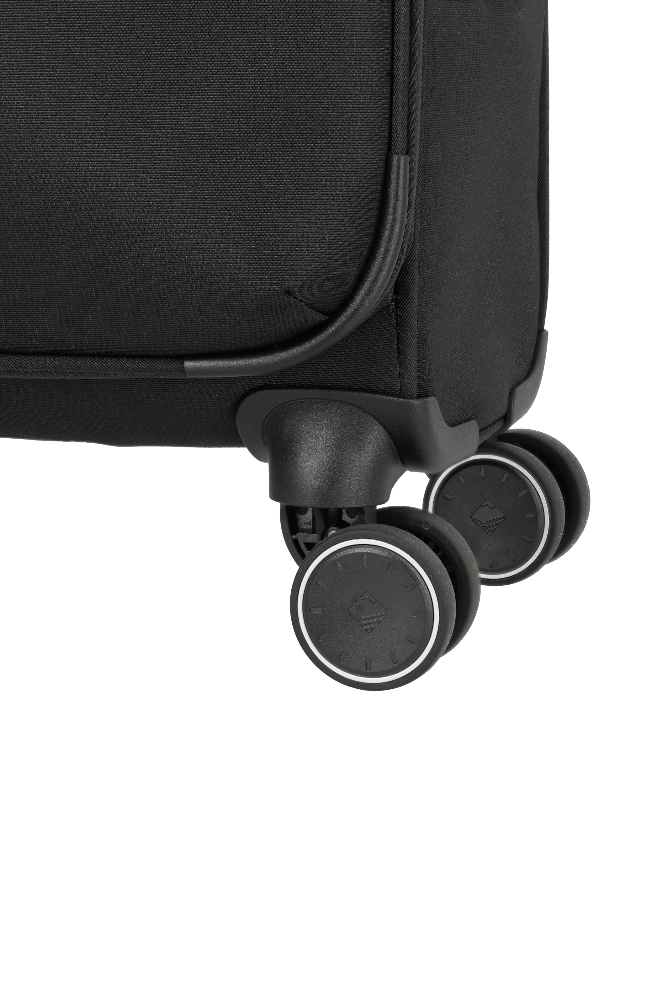 Travelite VOYAAGE 4w Trolley S, Schwarz – Detail der Doppelrollen