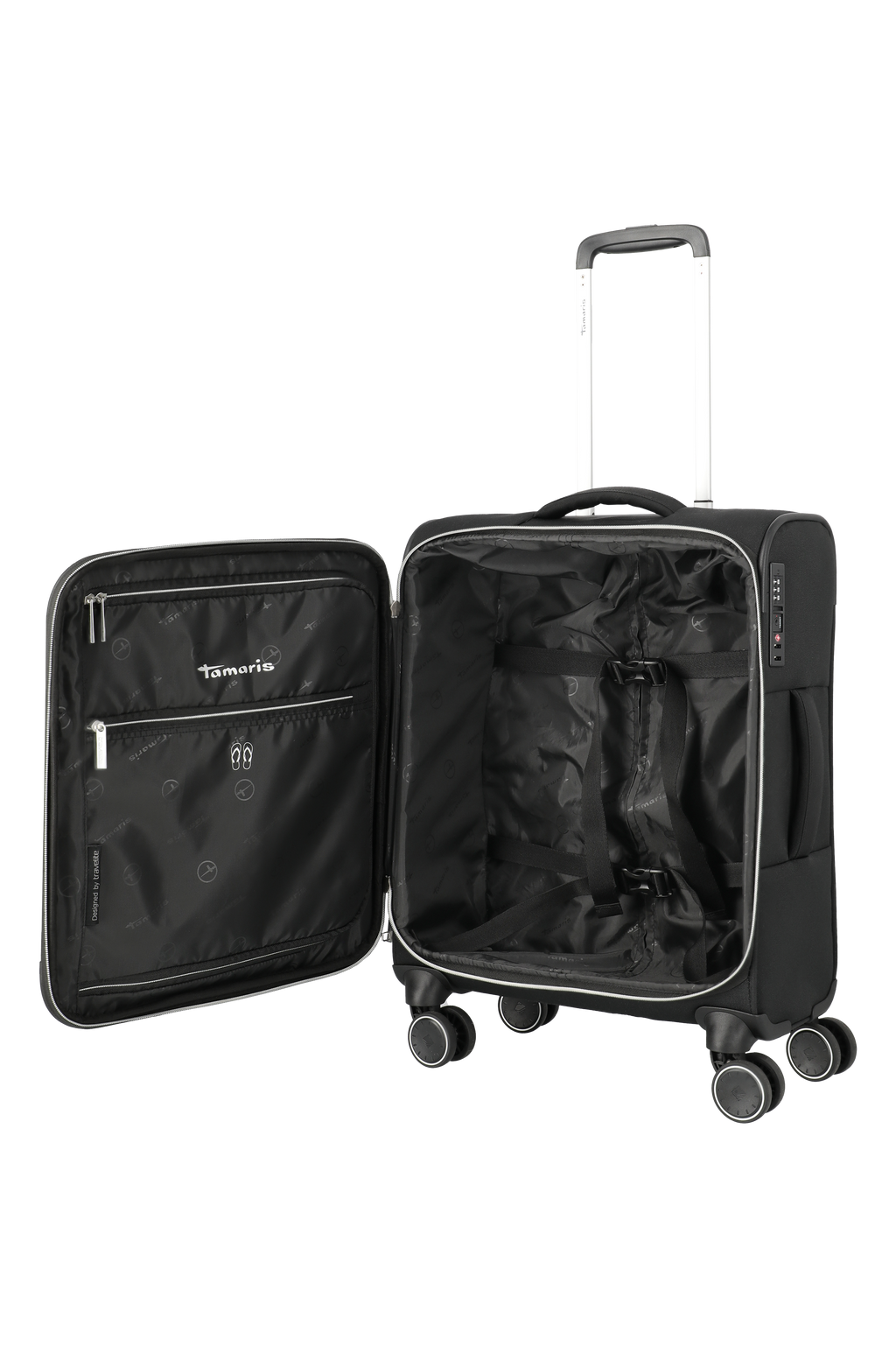 Travelite VOYAAGE 4w Trolley S, Schwarz – Innenansicht Koffer S