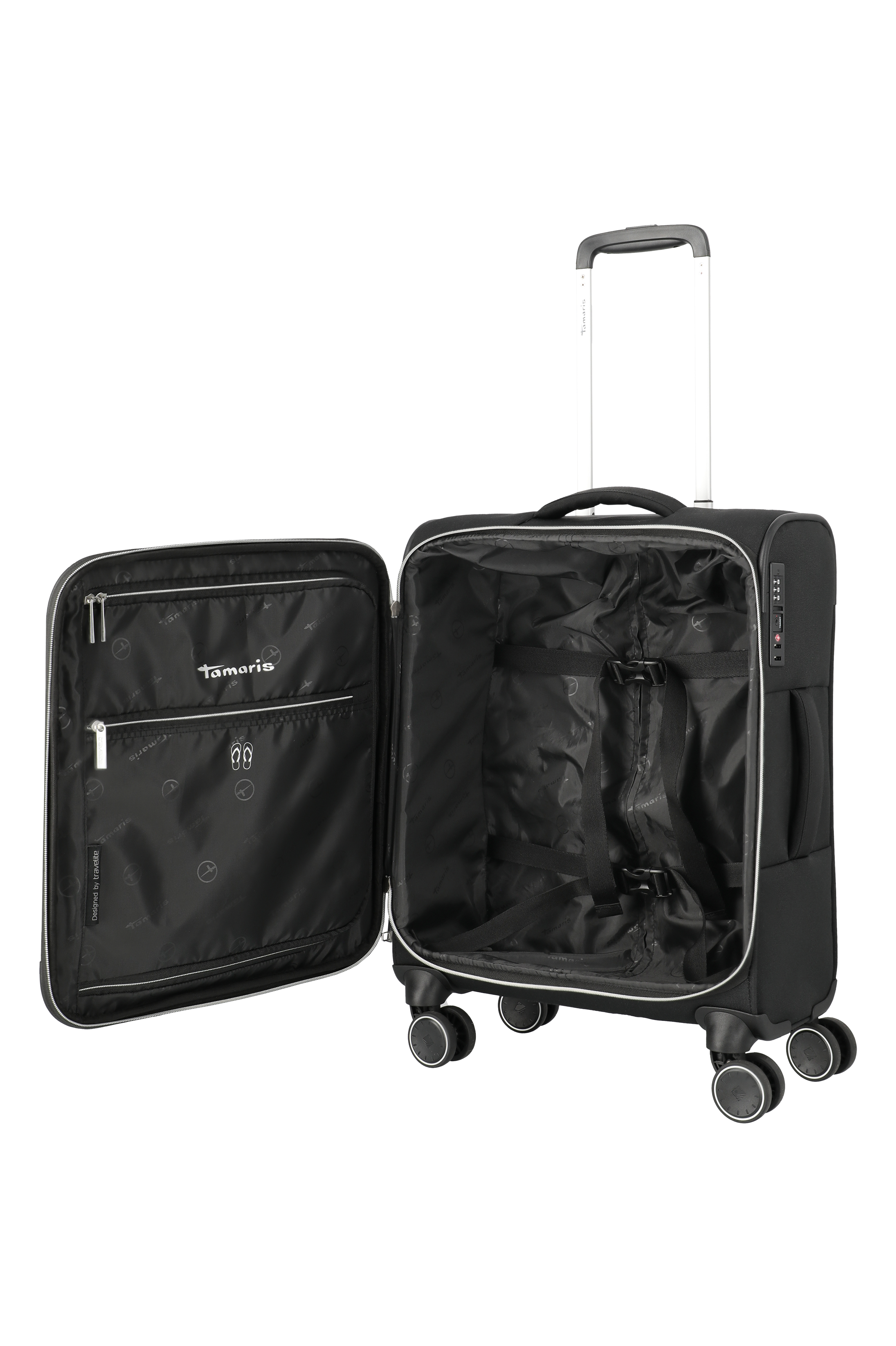 Travelite VOYAAGE 4w Trolley S, Schwarz – Innenansicht Koffer S