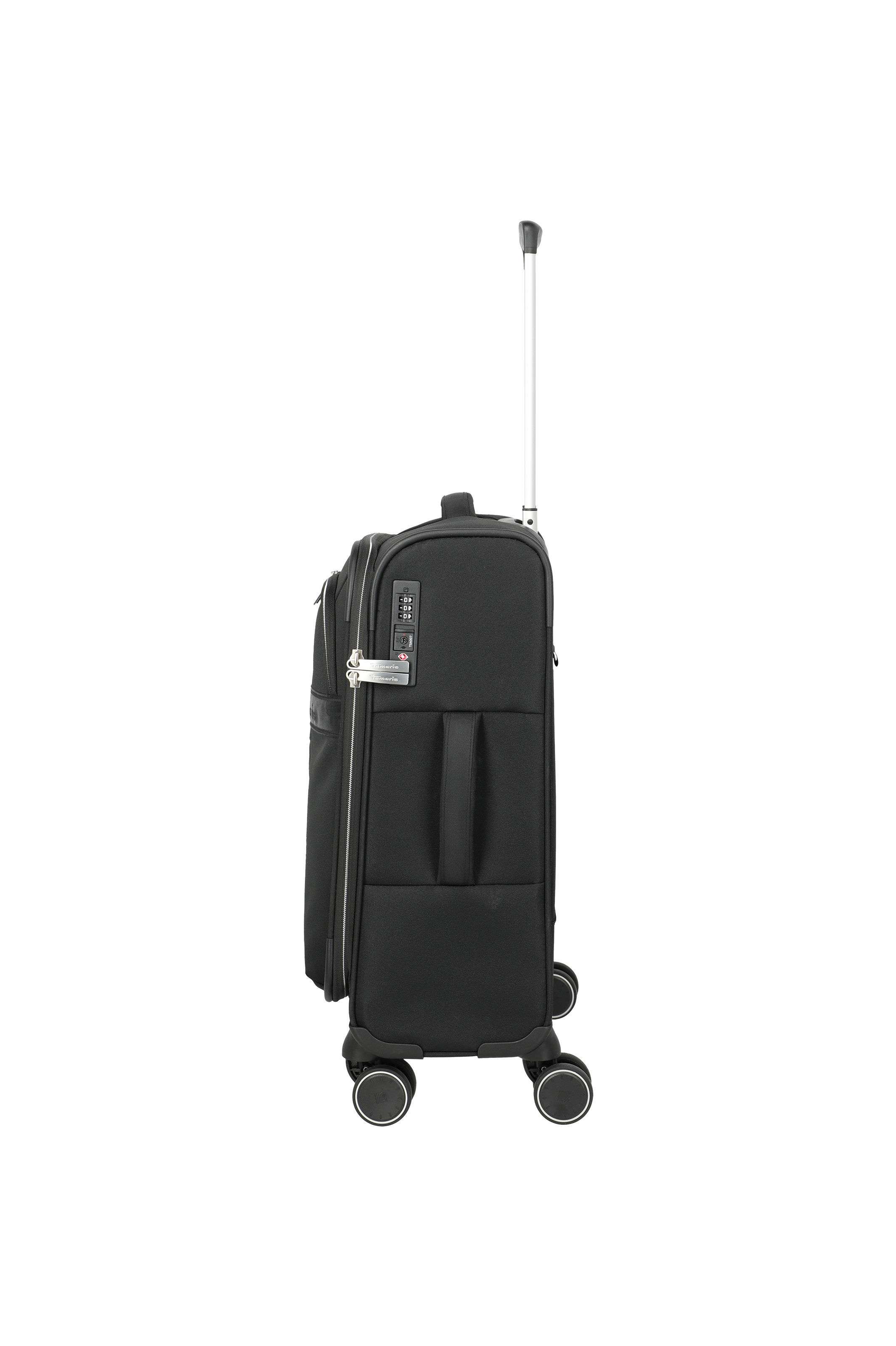 Travelite VOYAAGE 4w Trolley S, Schwarz – Seitenansicht