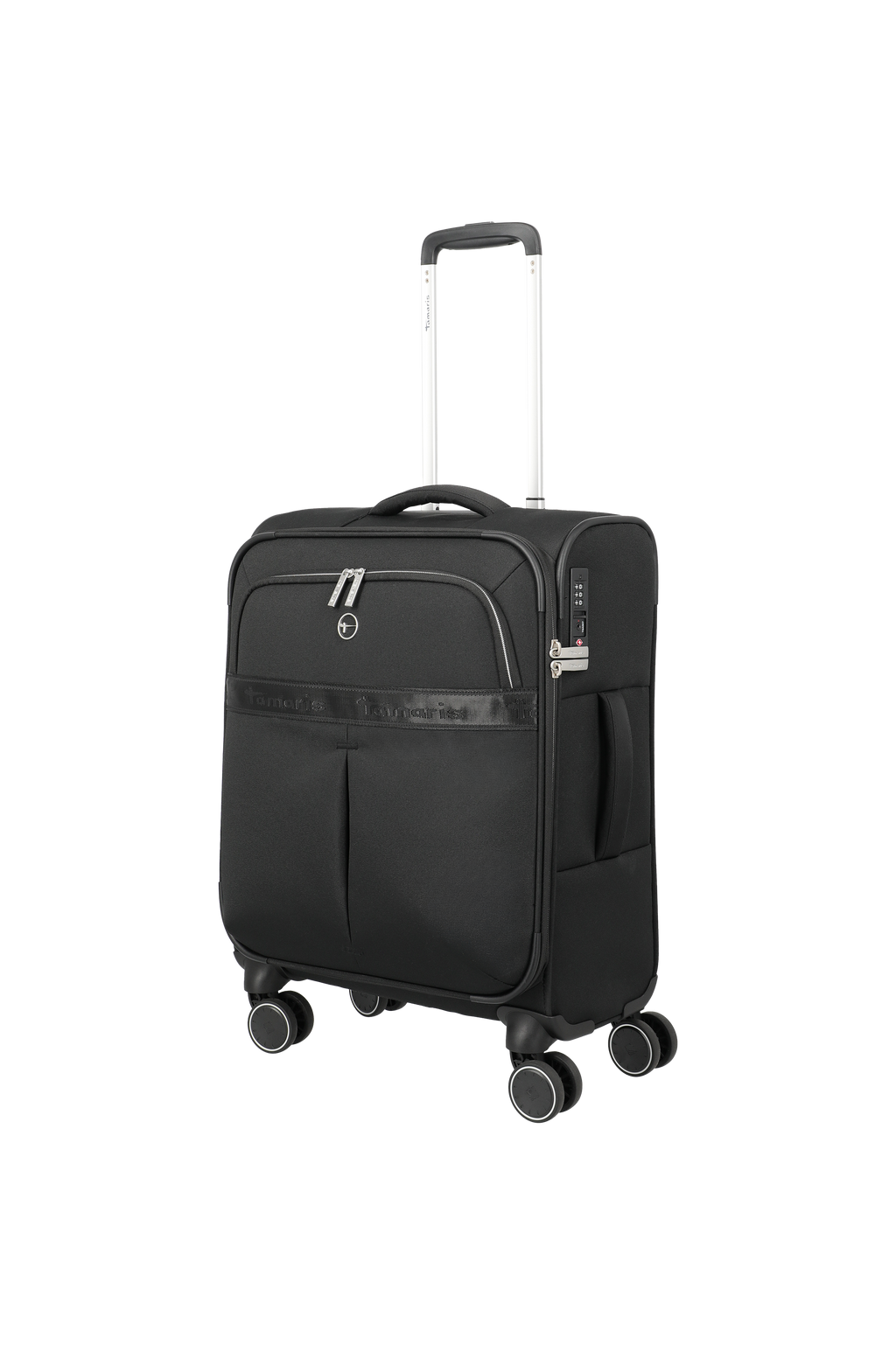 Travelite VOYAAGE 4w Trolley S, Schwarz – Schrägansicht