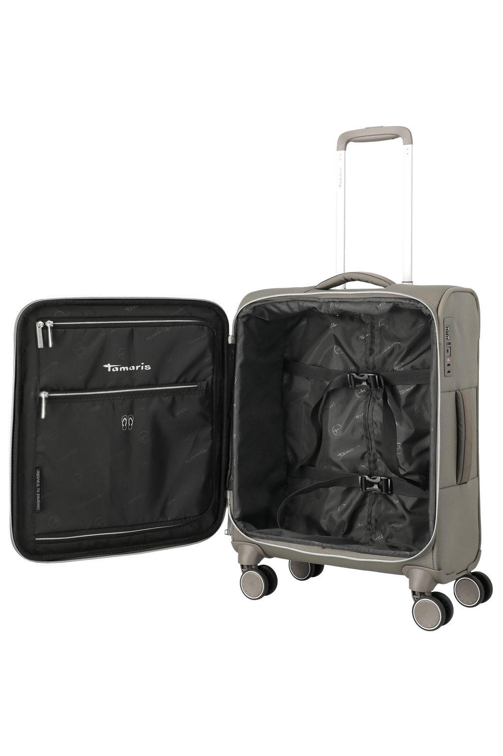 Travelite VOYAAGE 4w Trolley S, Taupe – Innenansicht Koffer S