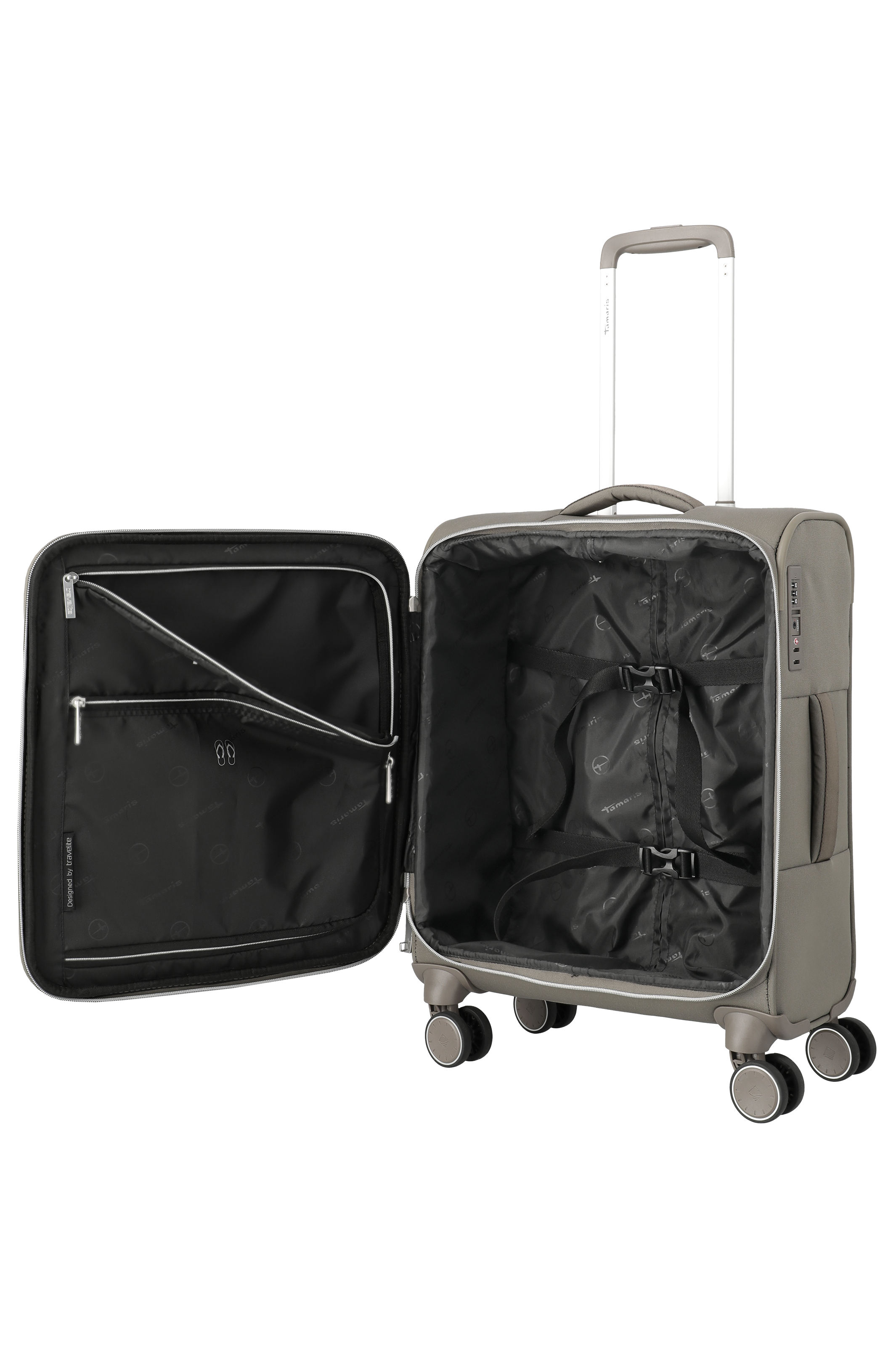 Travelite VOYAAGE 4w Trolley S, Taupe – Innenansicht