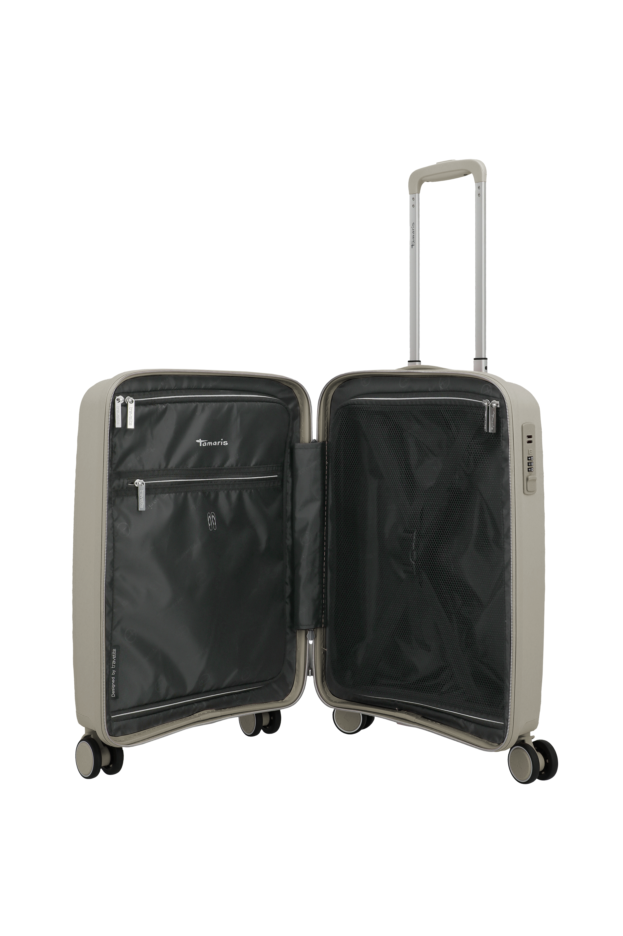 Travelite VOYAAGE 4w Trolley S, Sand – Innenansicht Koffer S