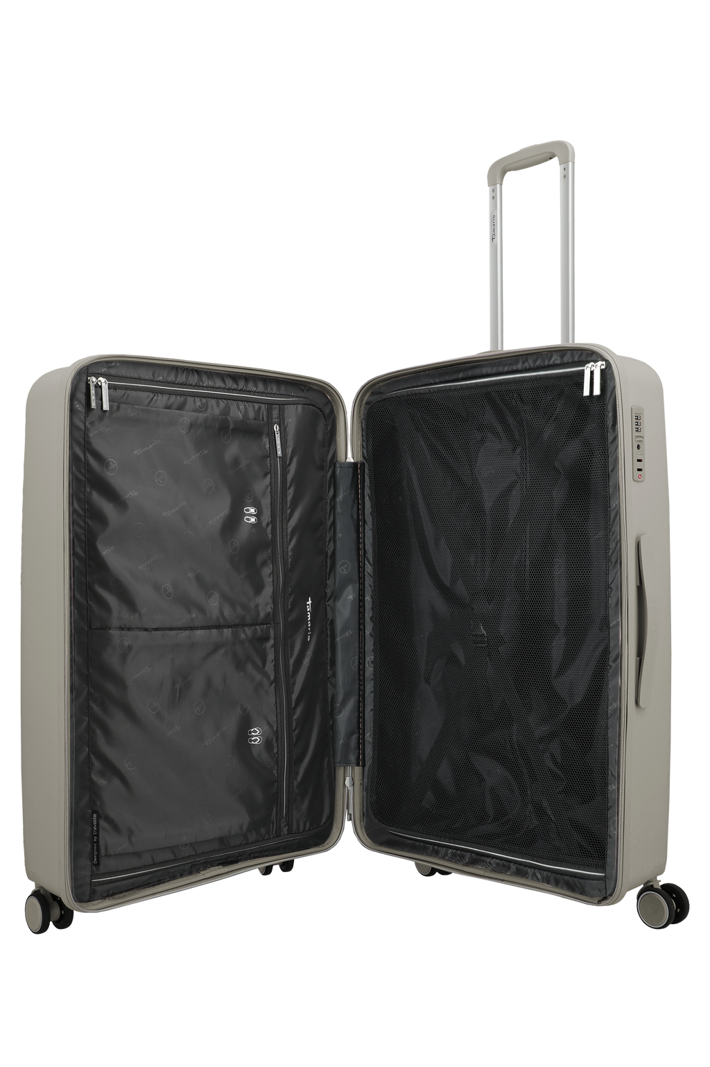 Travelite VOYAAGE 4w Trolley L, Sand – Innenansicht Koffer L
