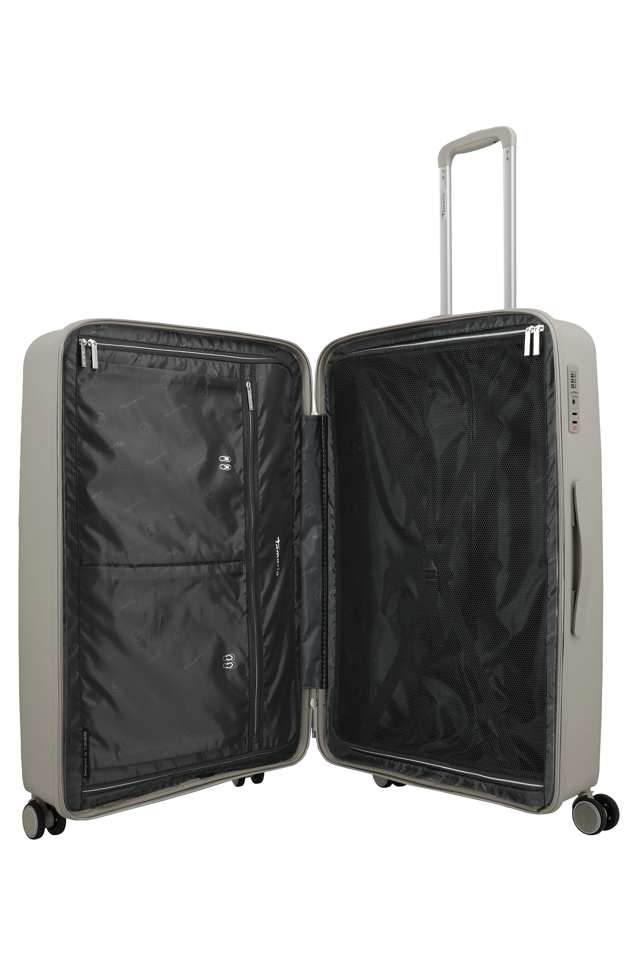 Travelite VOYAAGE 4w Trolley L, Sand – Innenansicht Koffer L