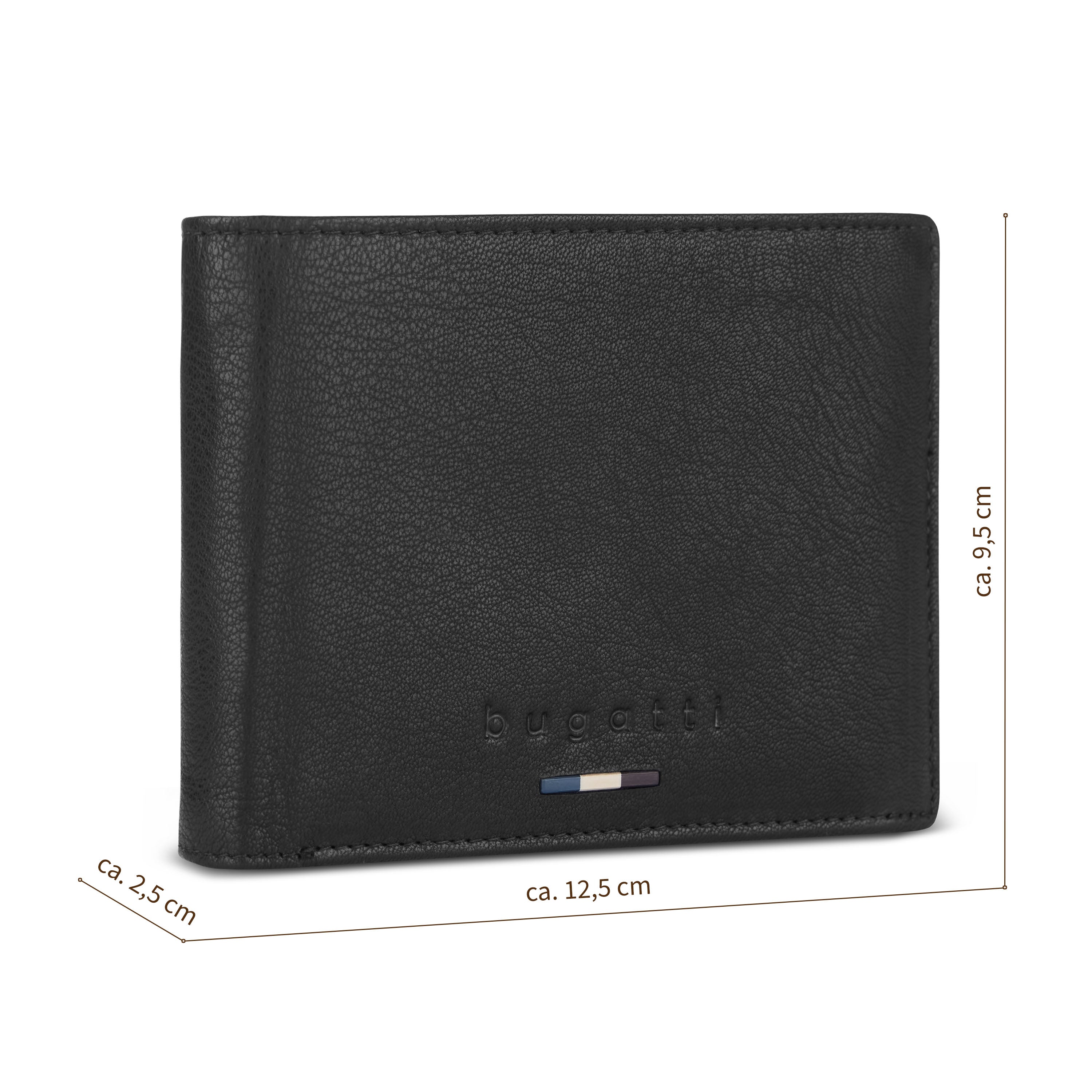 Bugatti LUNGO Geldbörse – Maße 12,5 × 9,5 × 2,5 cm