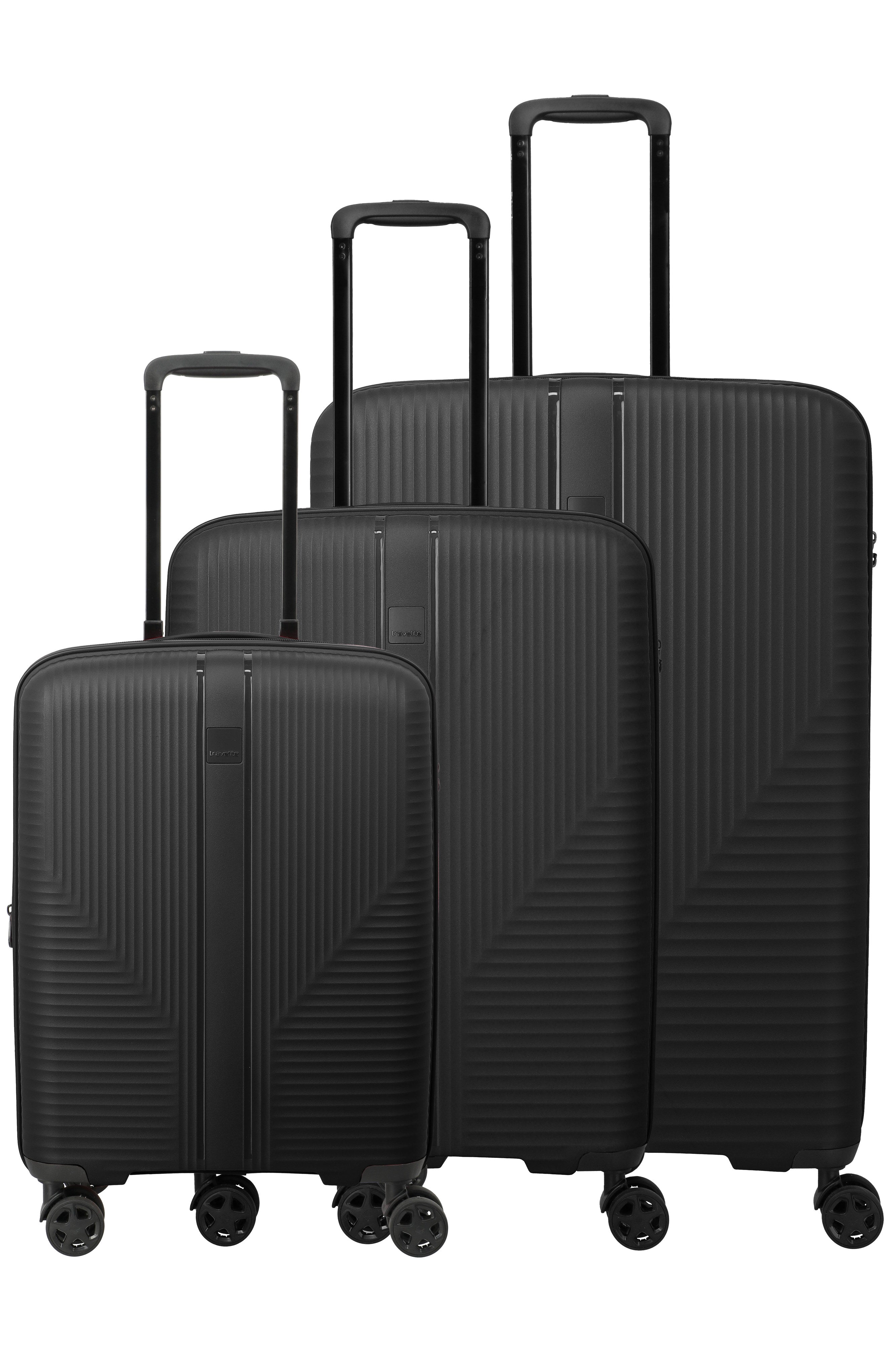Travelite AIR STRIPE Koffer-Set L/M erweiterbar/S erweiterbar Koffer-Set in Schwarz