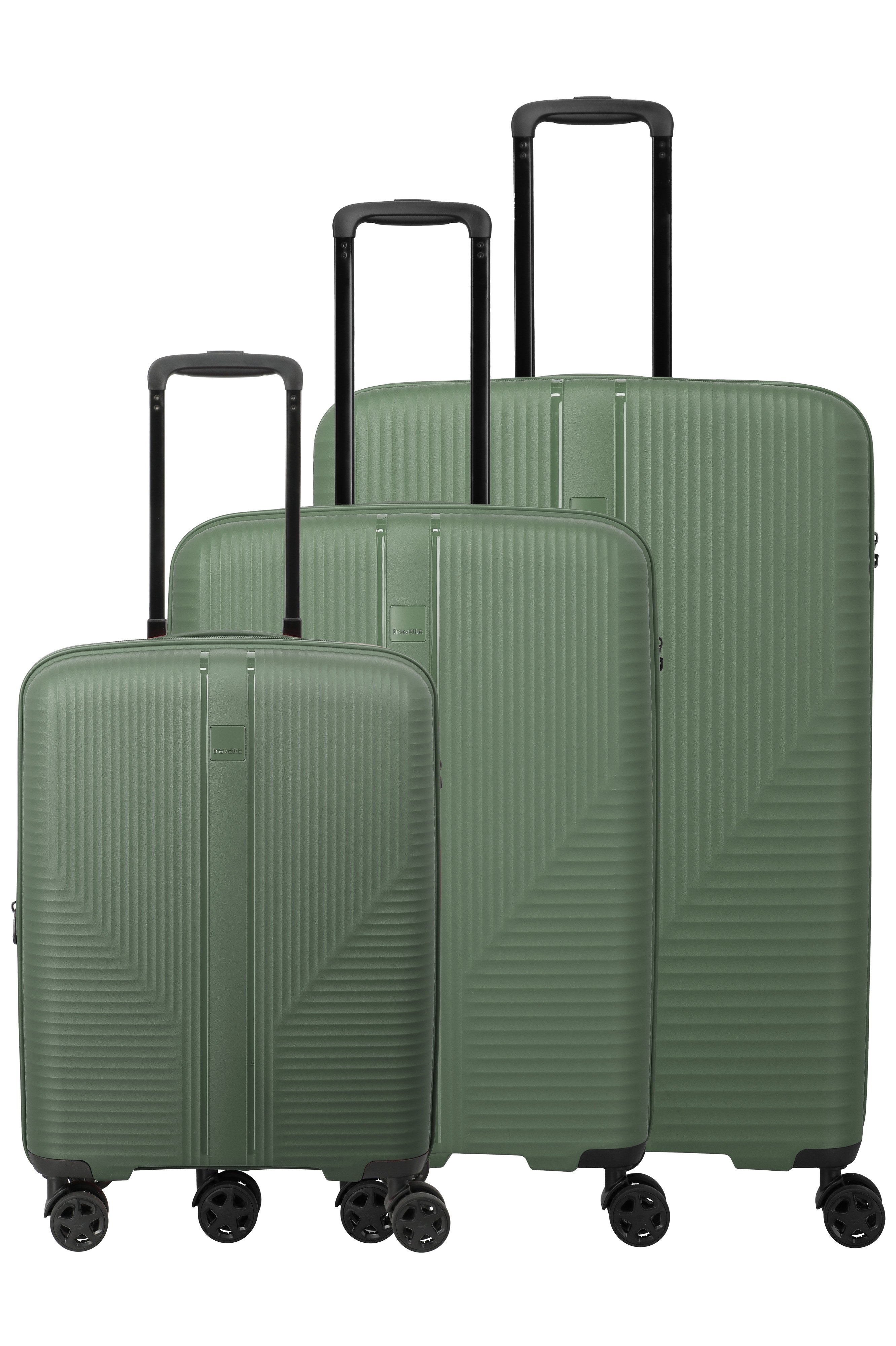 Travelite AIR STRIPE Koffer-Set L/M erweiterbar/S erweiterbar Koffer-Set in Grün
