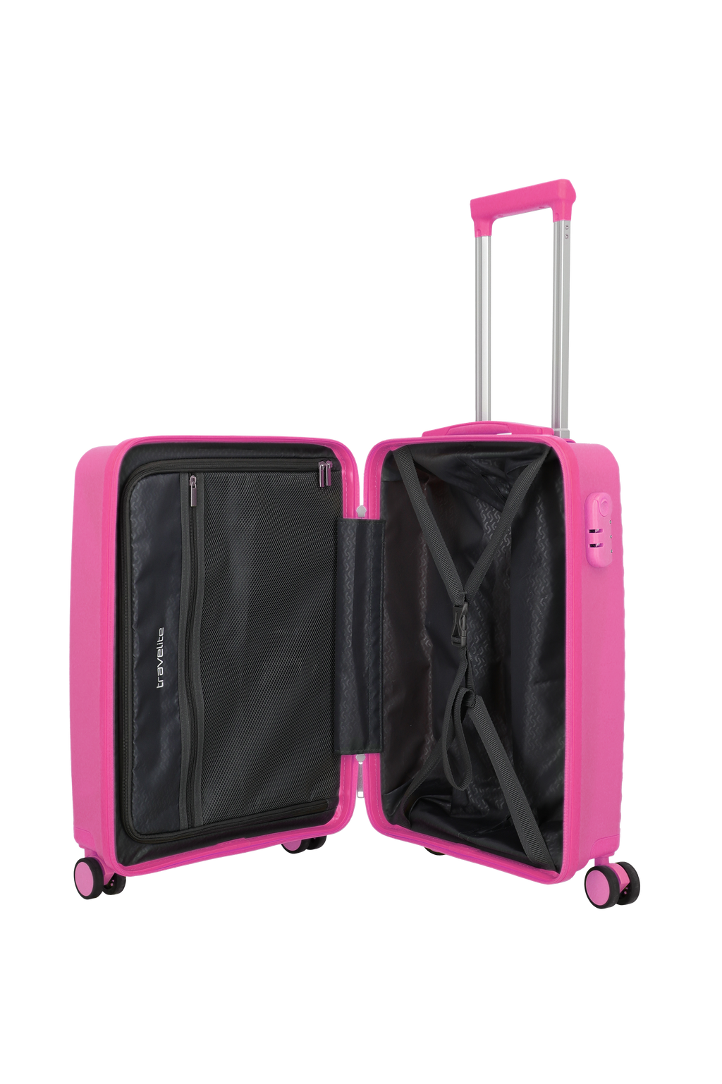 Travelite PACIFIC 4w Trolley S, Pink – Innenansicht Koffer S