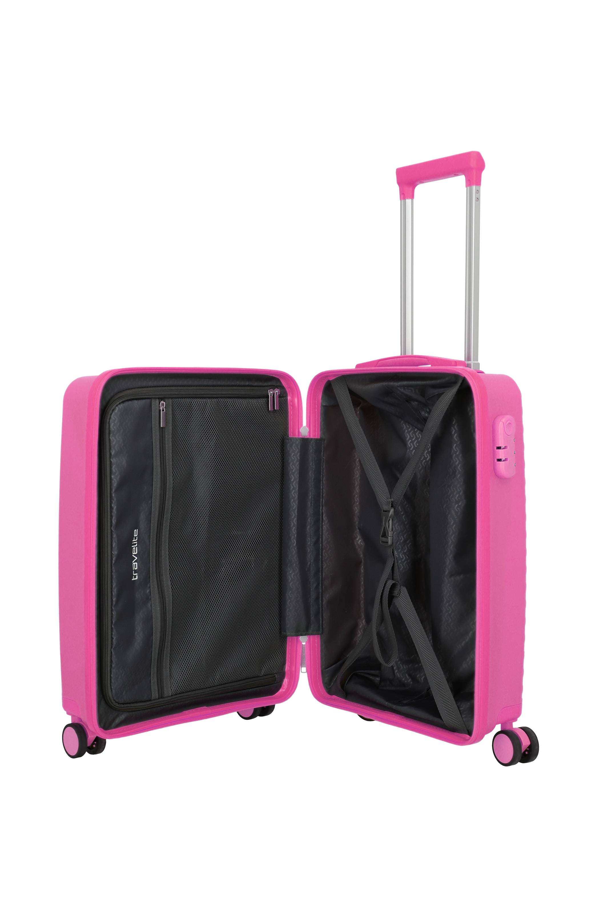 Travelite PACIFIC 4w Trolley S, Pink – Innenansicht Koffer S