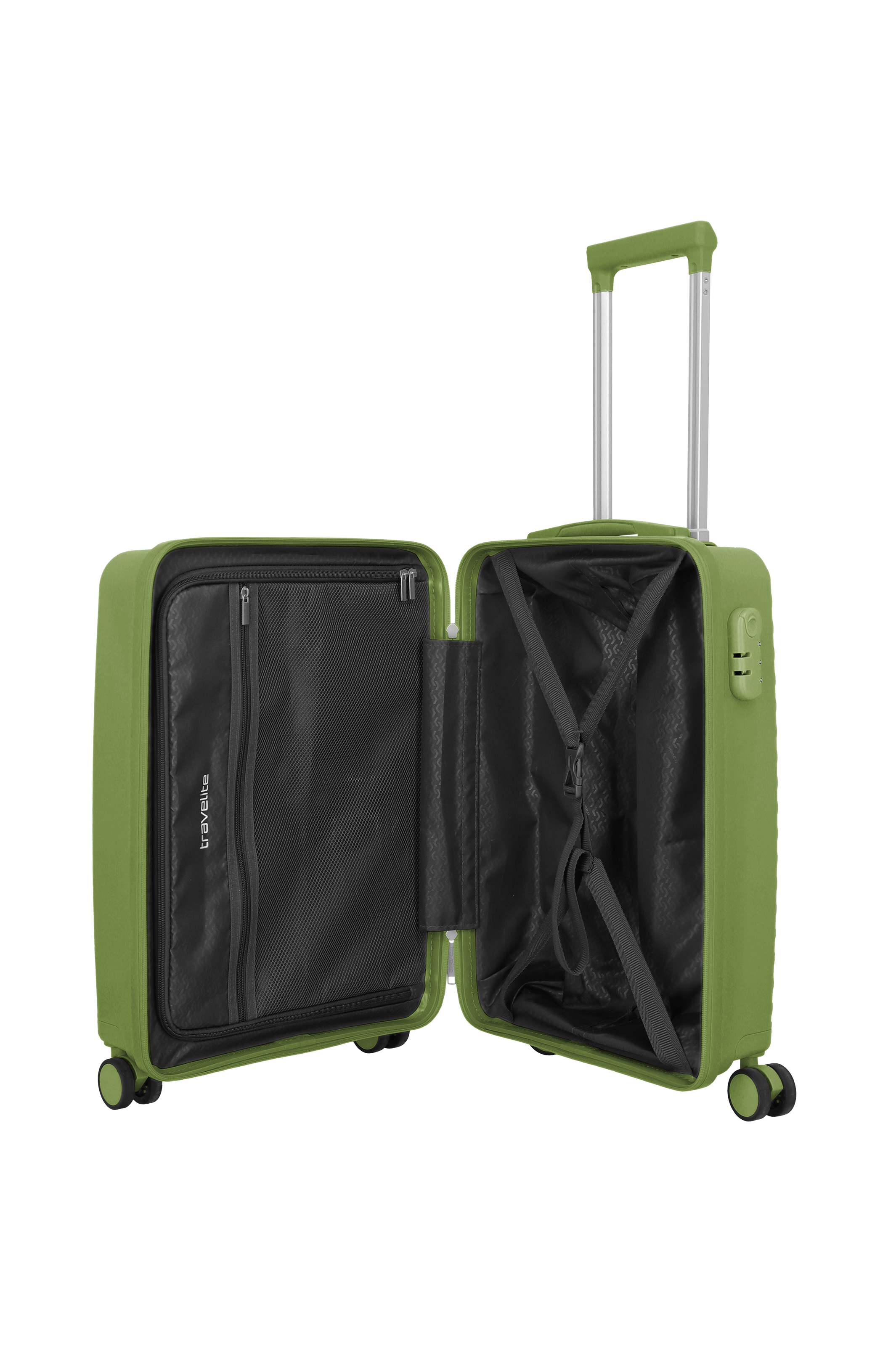 Travelite PACIFIC 4w Trolley S, Olive – Innenansicht Koffer S