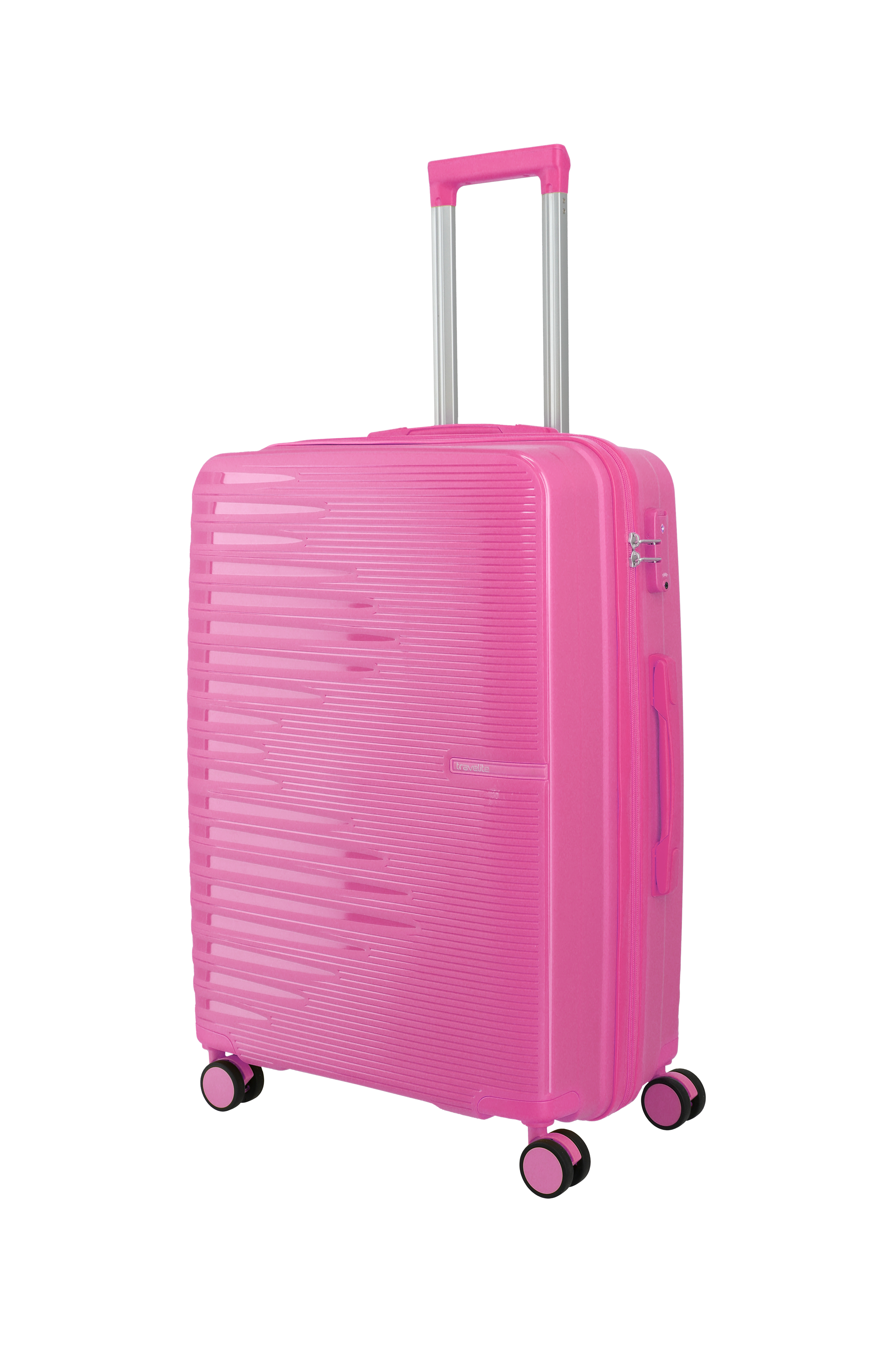 Travelite PACIFIC 4w Trolley M, Pink – Schrägansicht