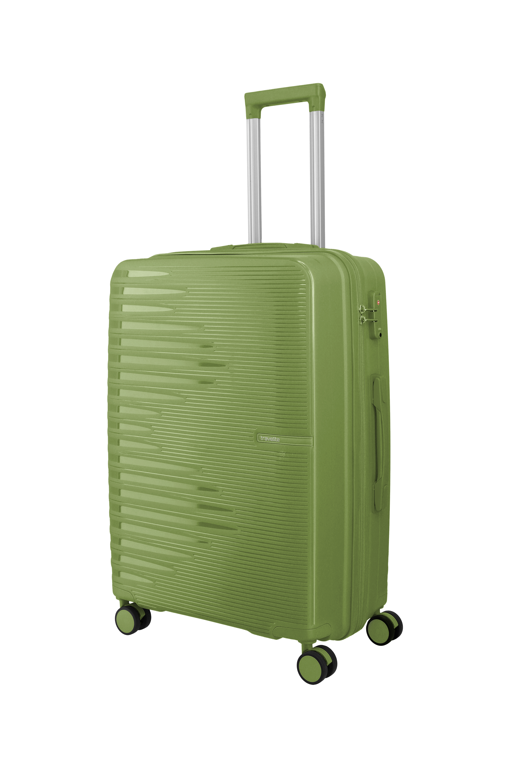 Travelite PACIFIC 4w Trolley M, Olive – Schrägansicht