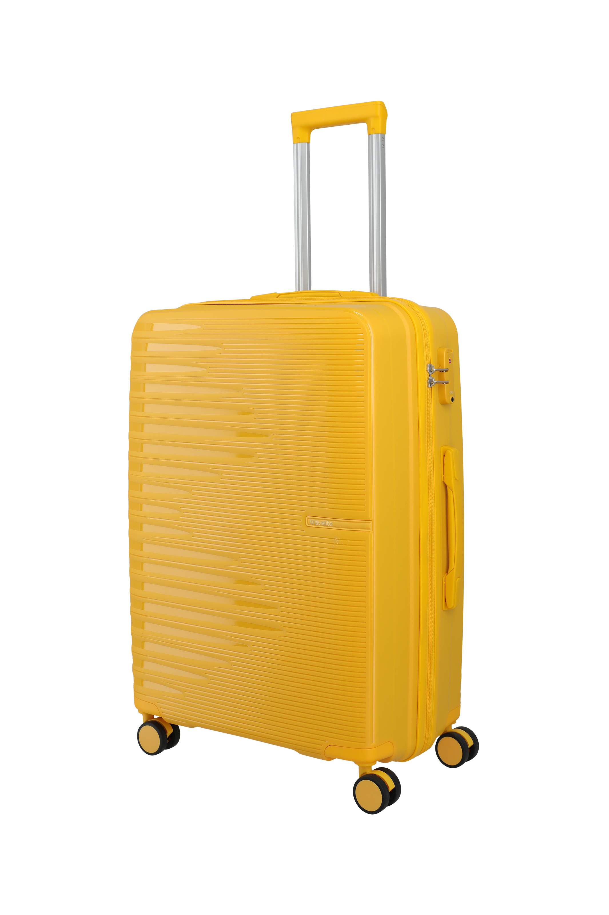 Travelite PACIFIC 4w Trolley M, Yellow – Schrägansicht