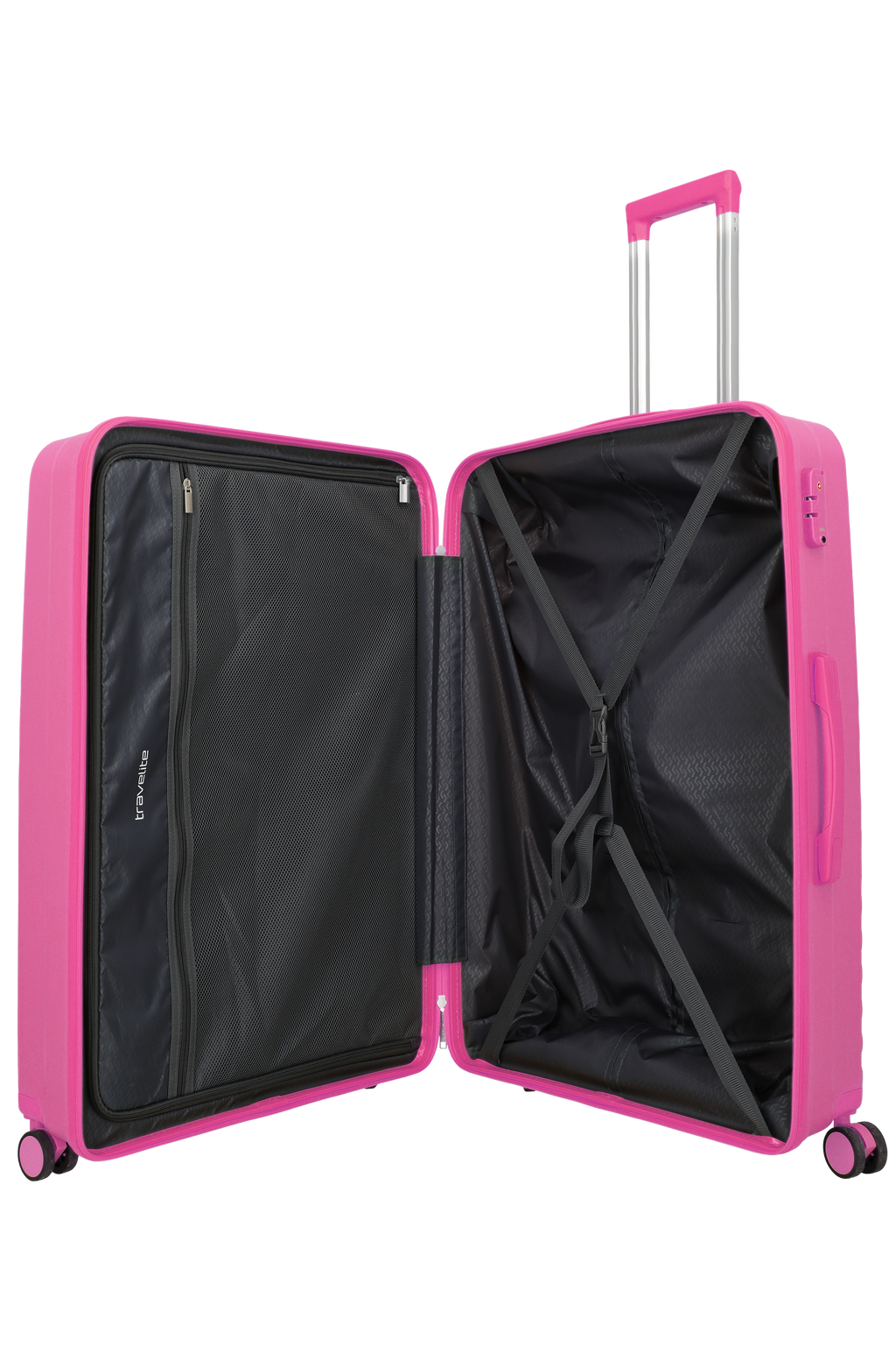 Travelite PACIFIC 4w Trolley L, Pink – Innenansicht Koffer L