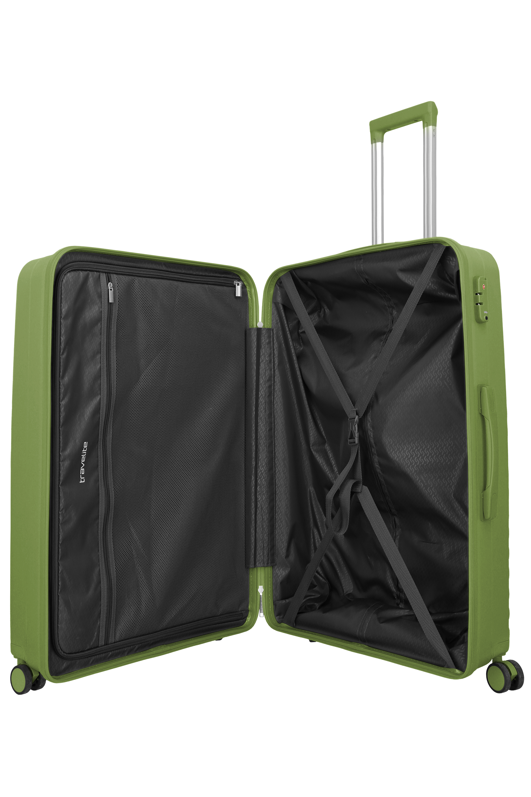 Travelite PACIFIC 4w Trolley L, Olive – Innenansicht Koffer L