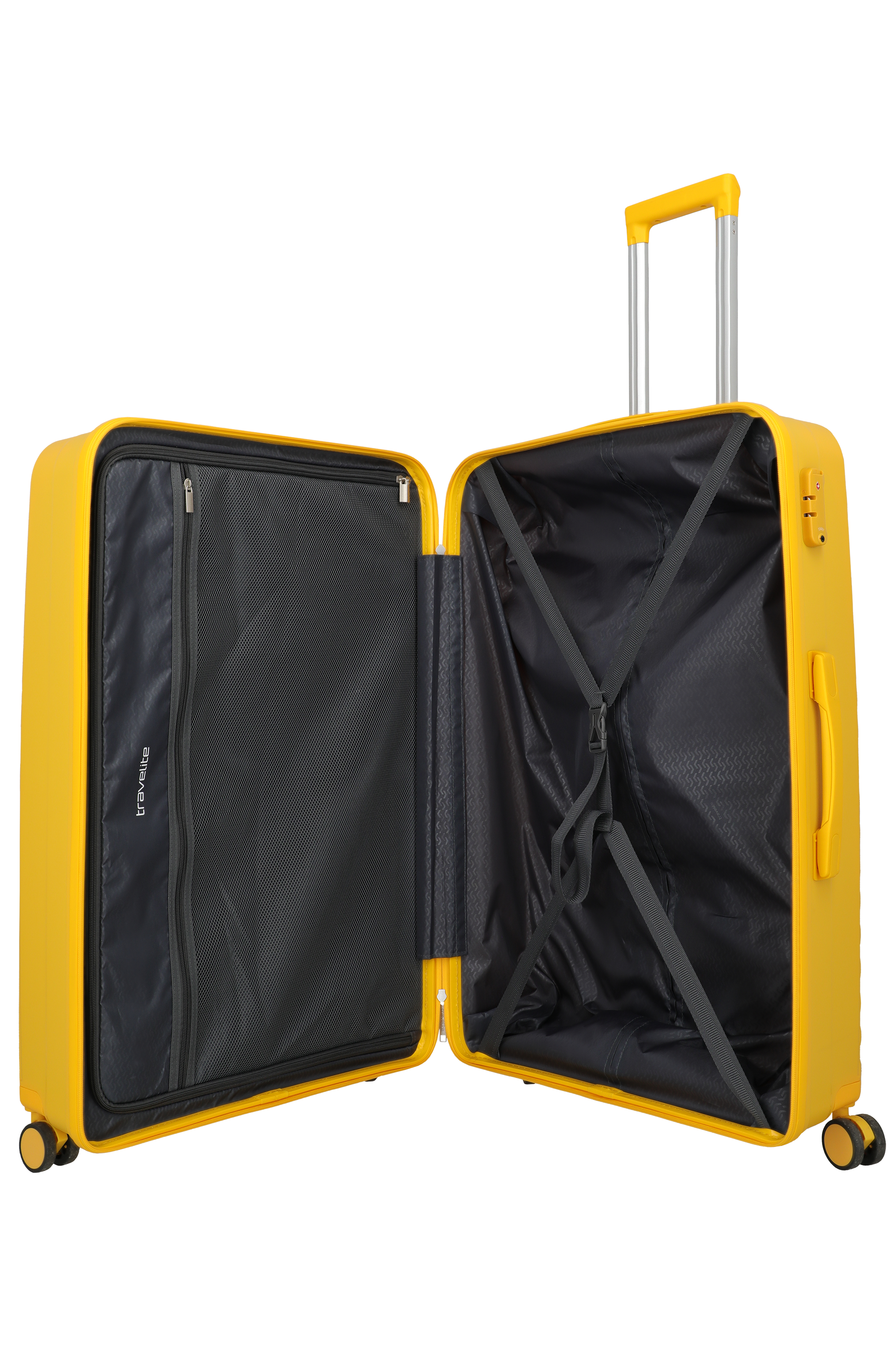 Travelite PACIFIC 4w Trolley L, Yellow – Innenansicht Koffer L