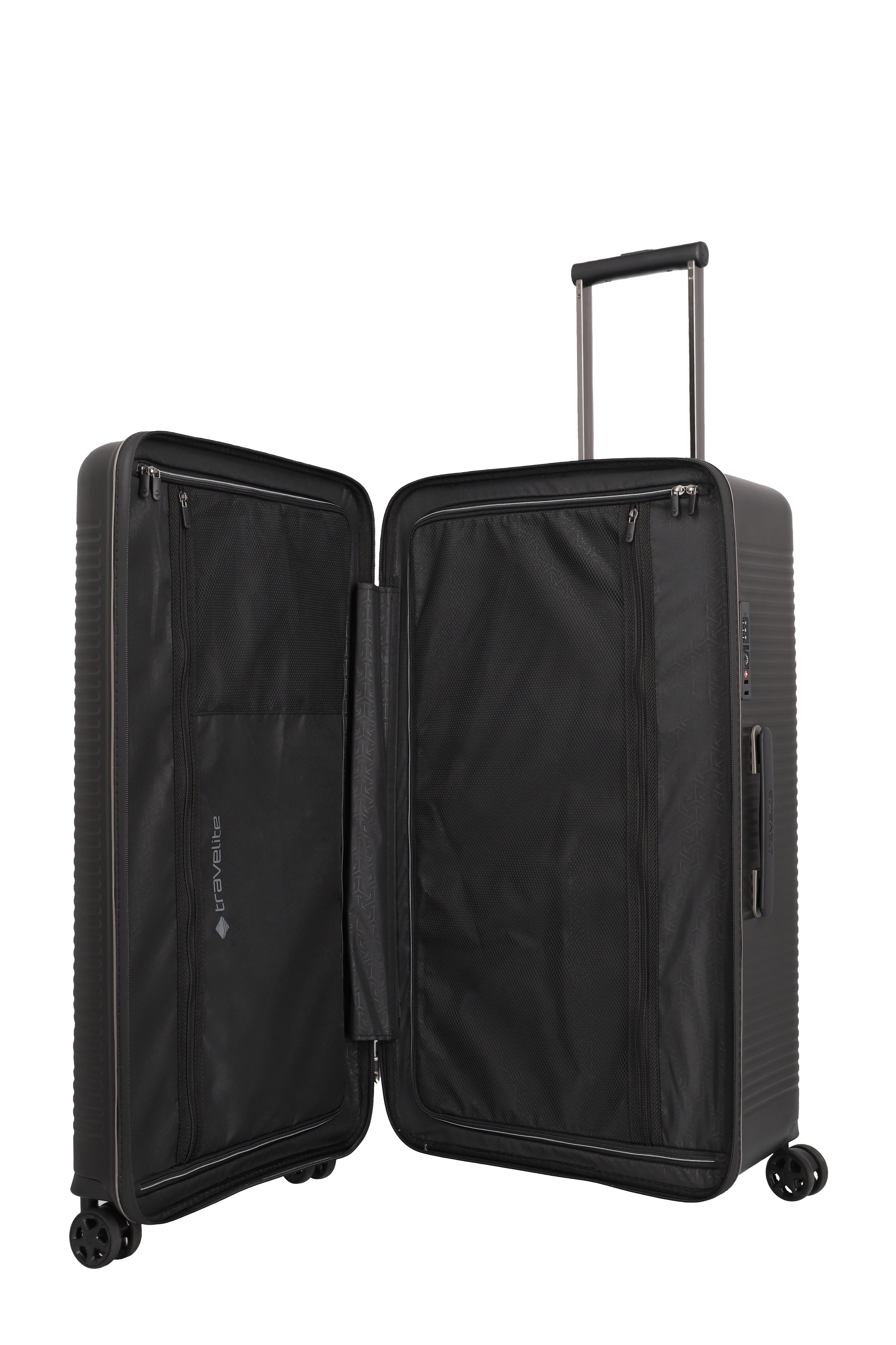 Travelite ROOMER 4w Trunk L, Schwarz – Innenansicht