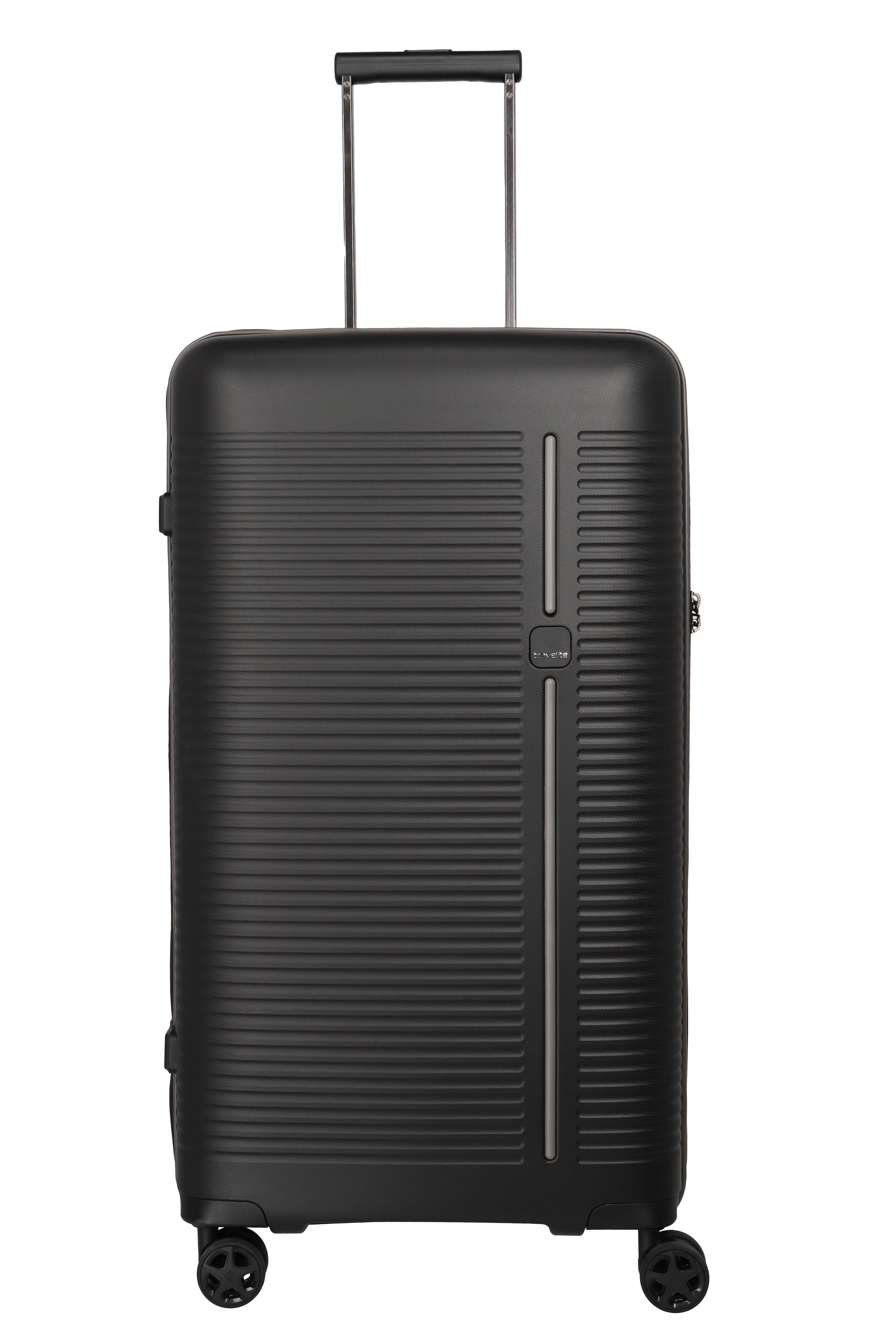 Travelite ROOMER 4w Trunk L, Schwarz – Vorderansicht