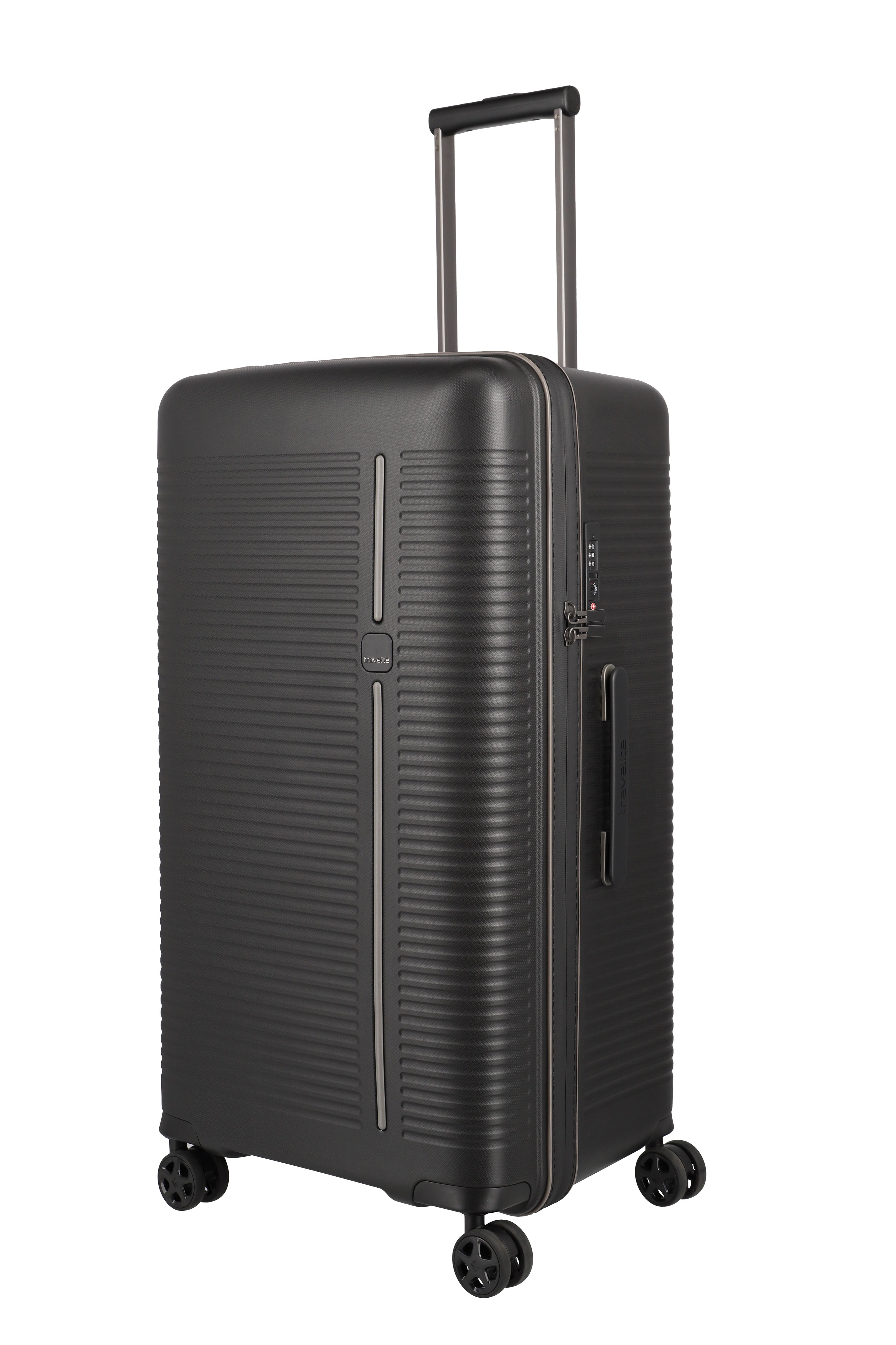 Travelite ROOMER 4w Trunk L, Schwarz – Schrägansicht