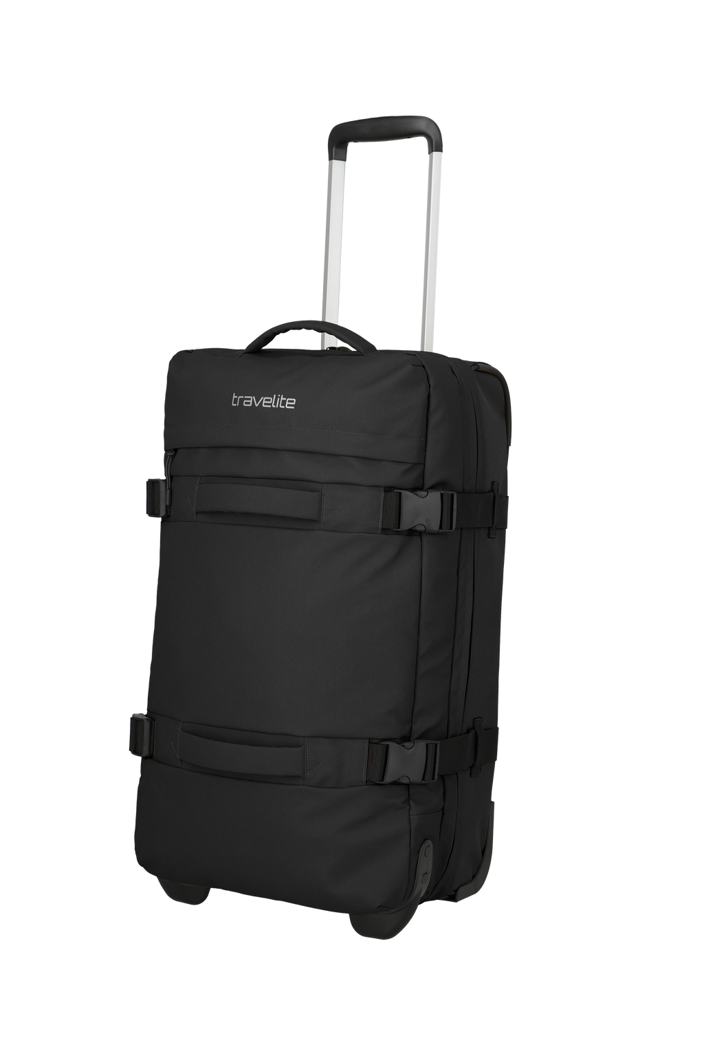 Travelite BOLONIA Rollenreisetasche M, Schwarz – Schrägansicht