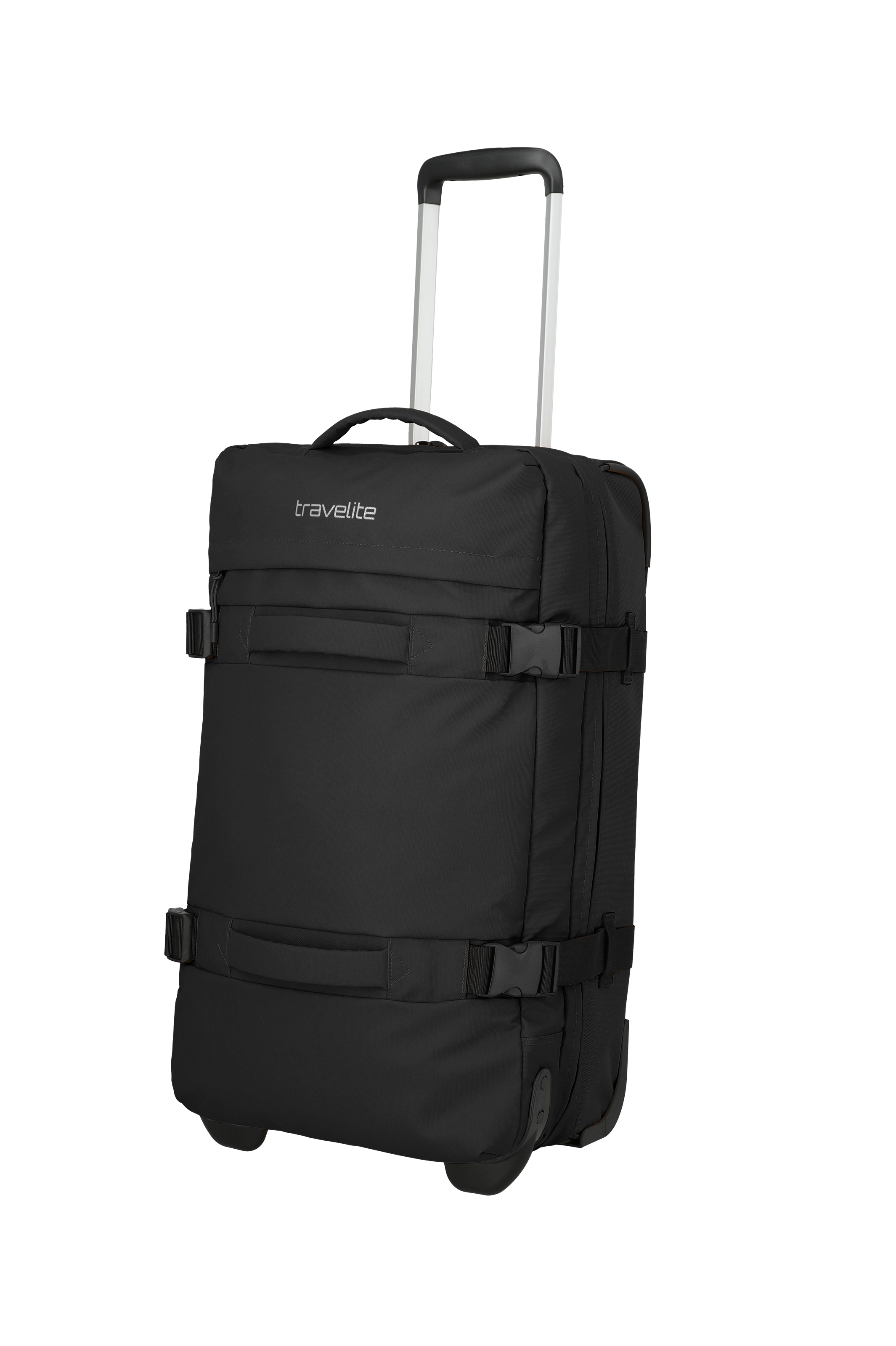 Travelite BOLONIA Rollenreisetasche M, Schwarz – Schrägansicht