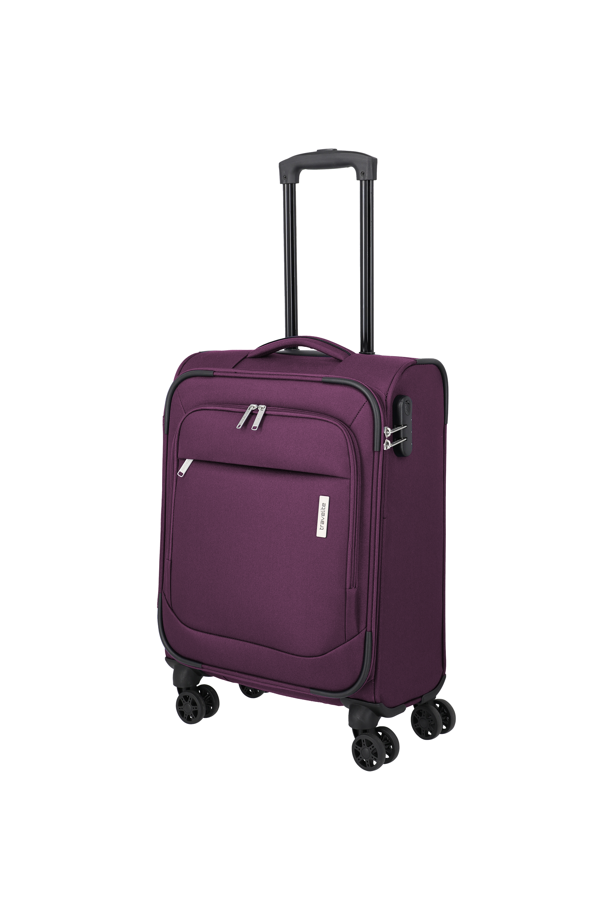 Travelite PRIEGO 4w Trolley S, Berry – Schrägansicht