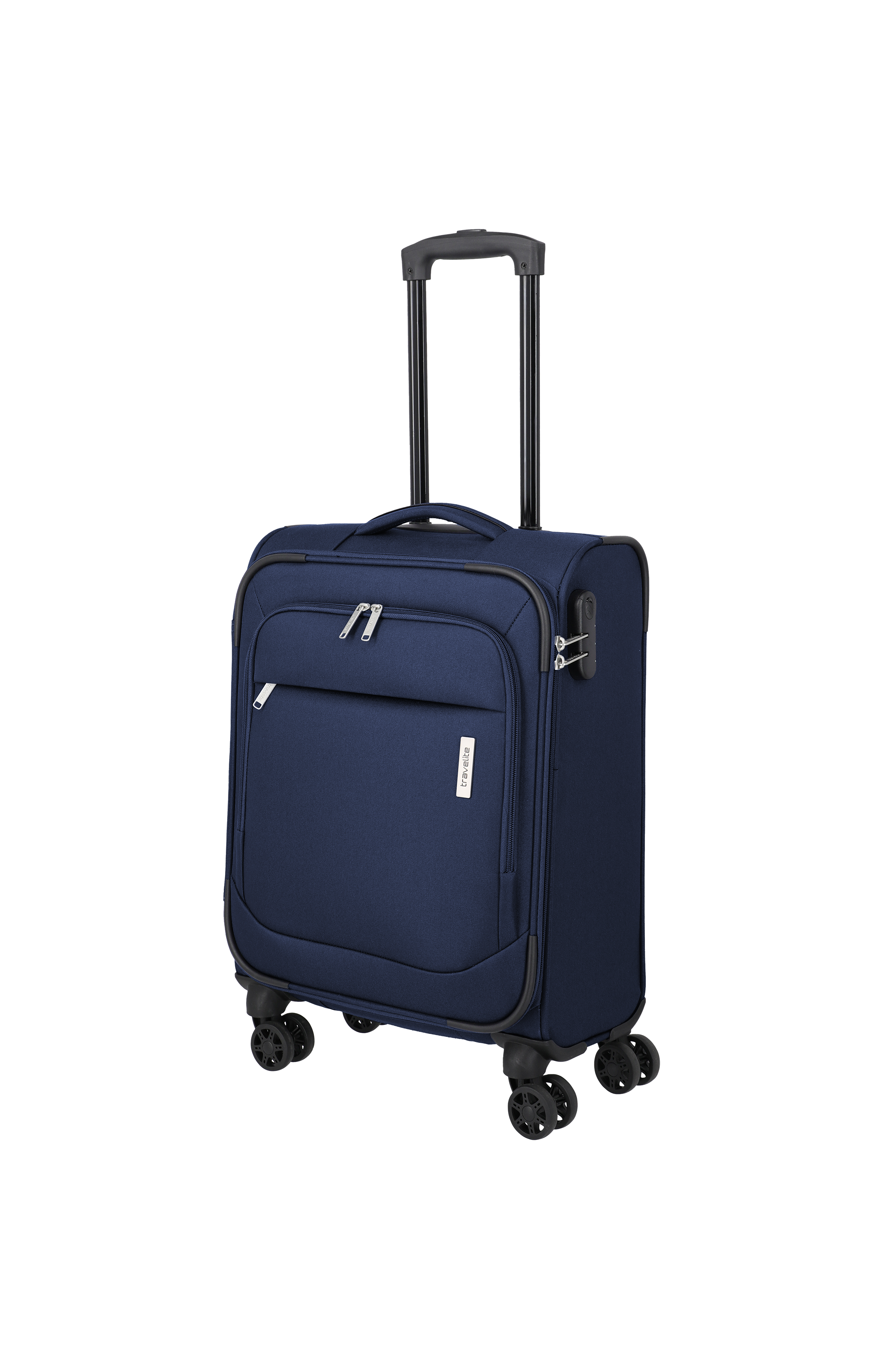 Travelite PRIEGO 4w Trolley S, Navy – Schrägansicht