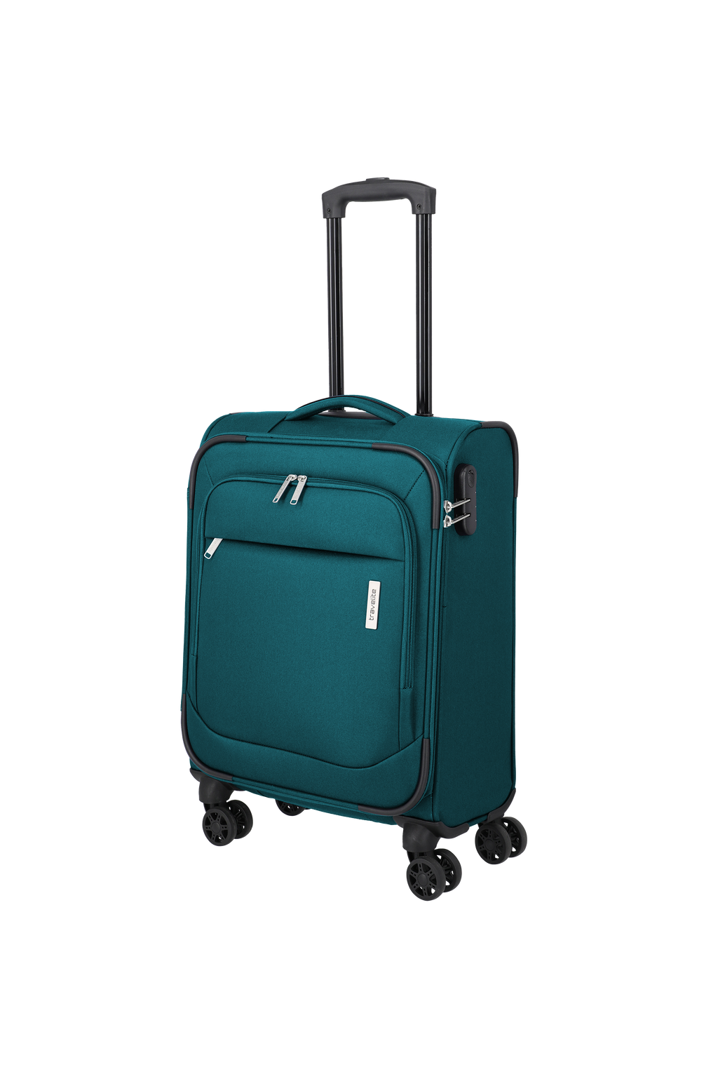 Travelite PRIEGO 4w Trolley S, Petrol – Schrägansicht