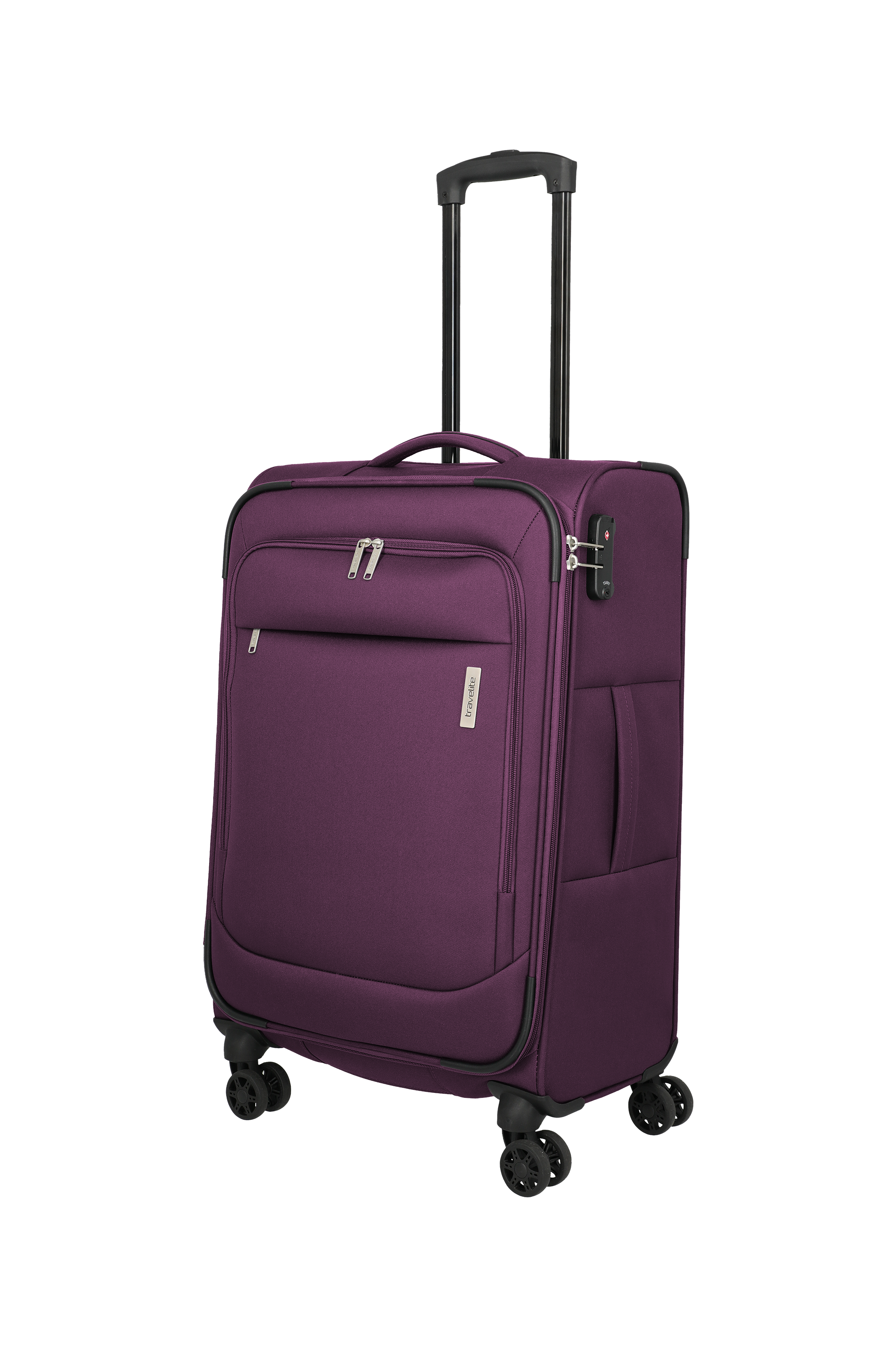 Travelite PRIEGO 4w Trolley M, Berry – Schrägansicht