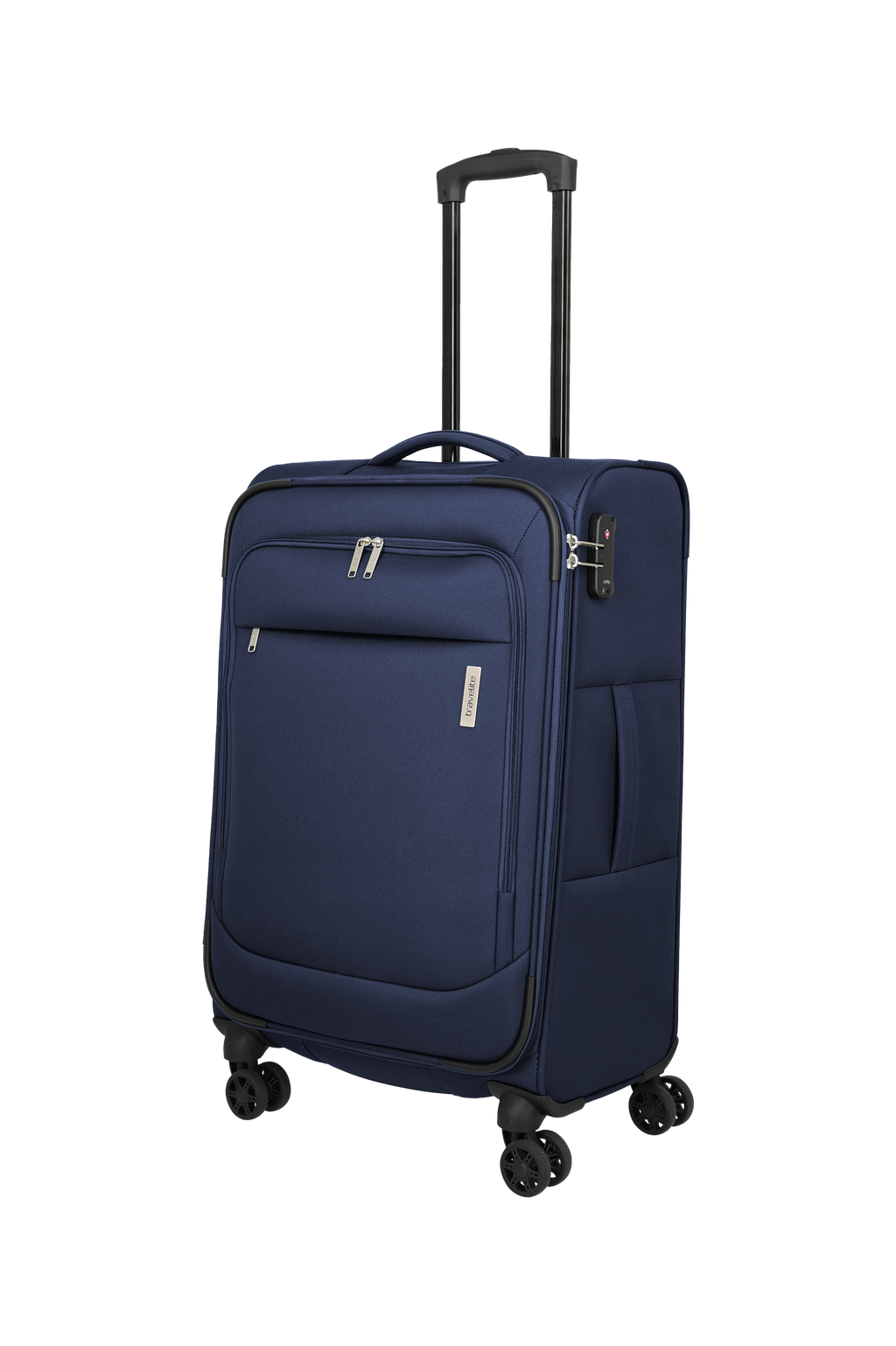 Travelite PRIEGO 4w Trolley M, Navy – Schrägansicht