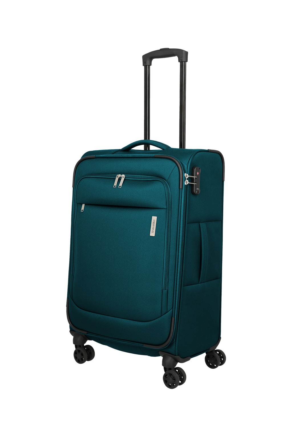 Travelite PRIEGO 4w Trolley M, Petrol – Schrägansicht