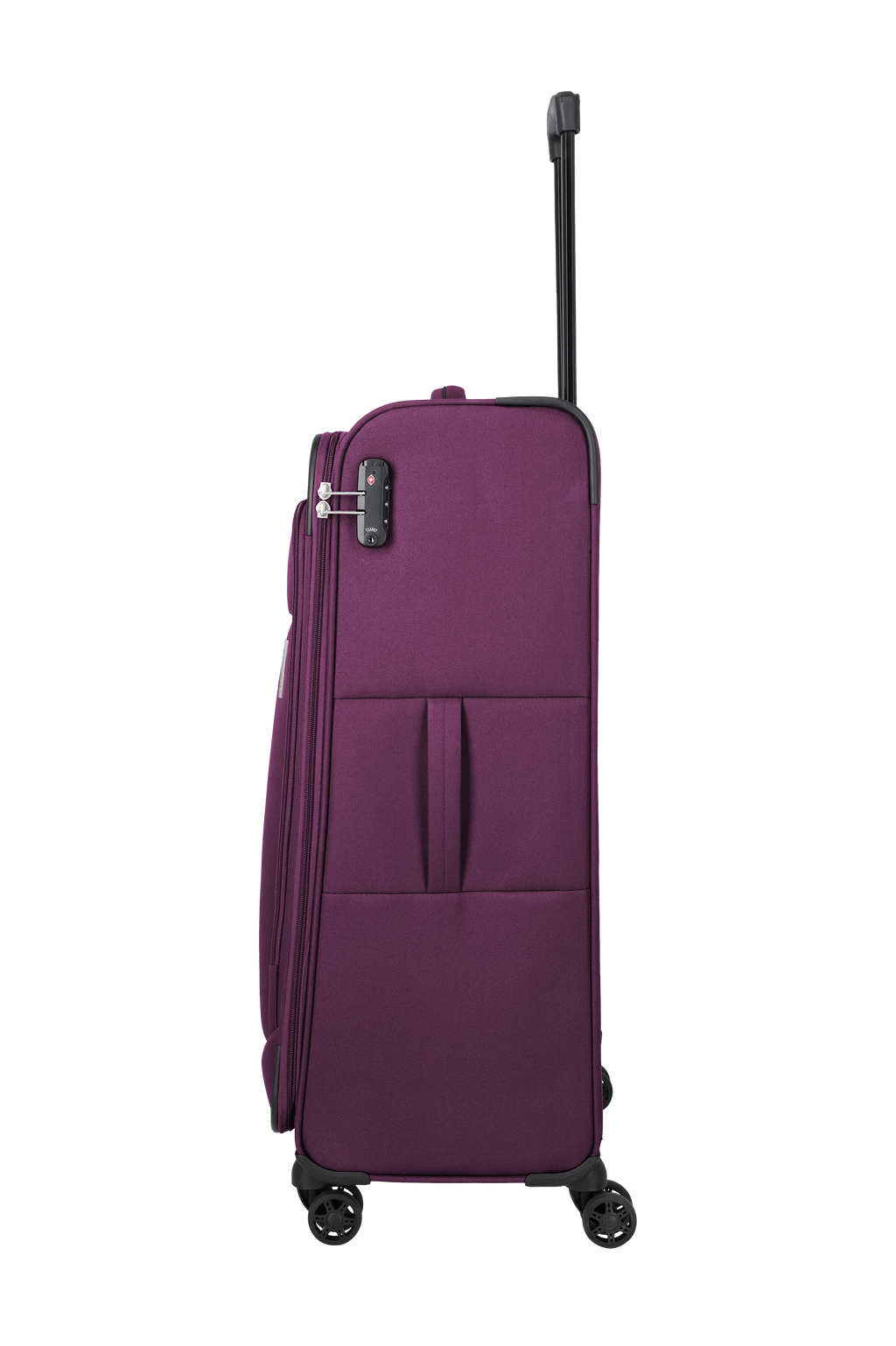 Travelite PRIEGO 4w Trolley L, Berry – Seitenansicht